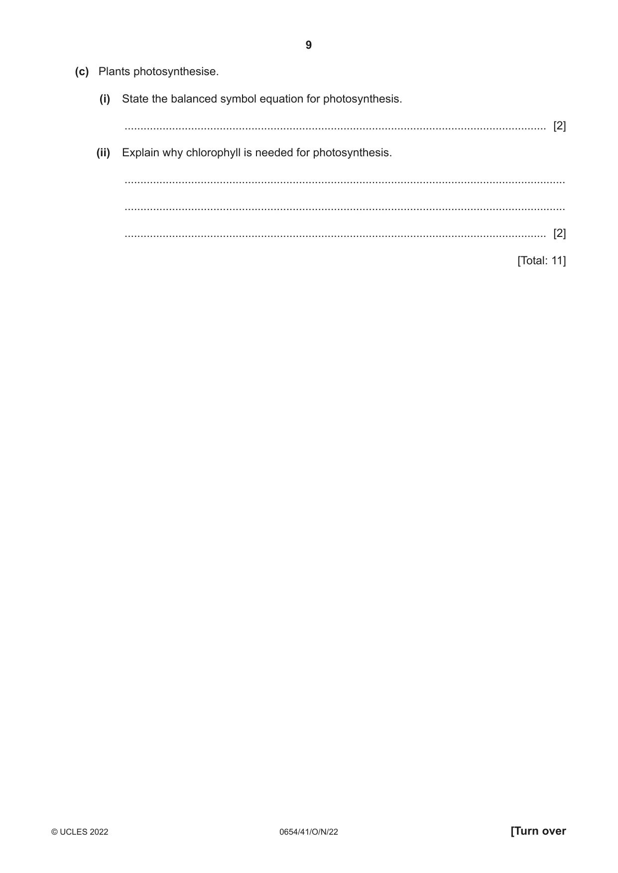 Cambridge IGCSE Sciences - Co-ordinated (Double) 0654 2022 Oct/Nov Paper 4 · Variant 1 question paper, page 9 of 28