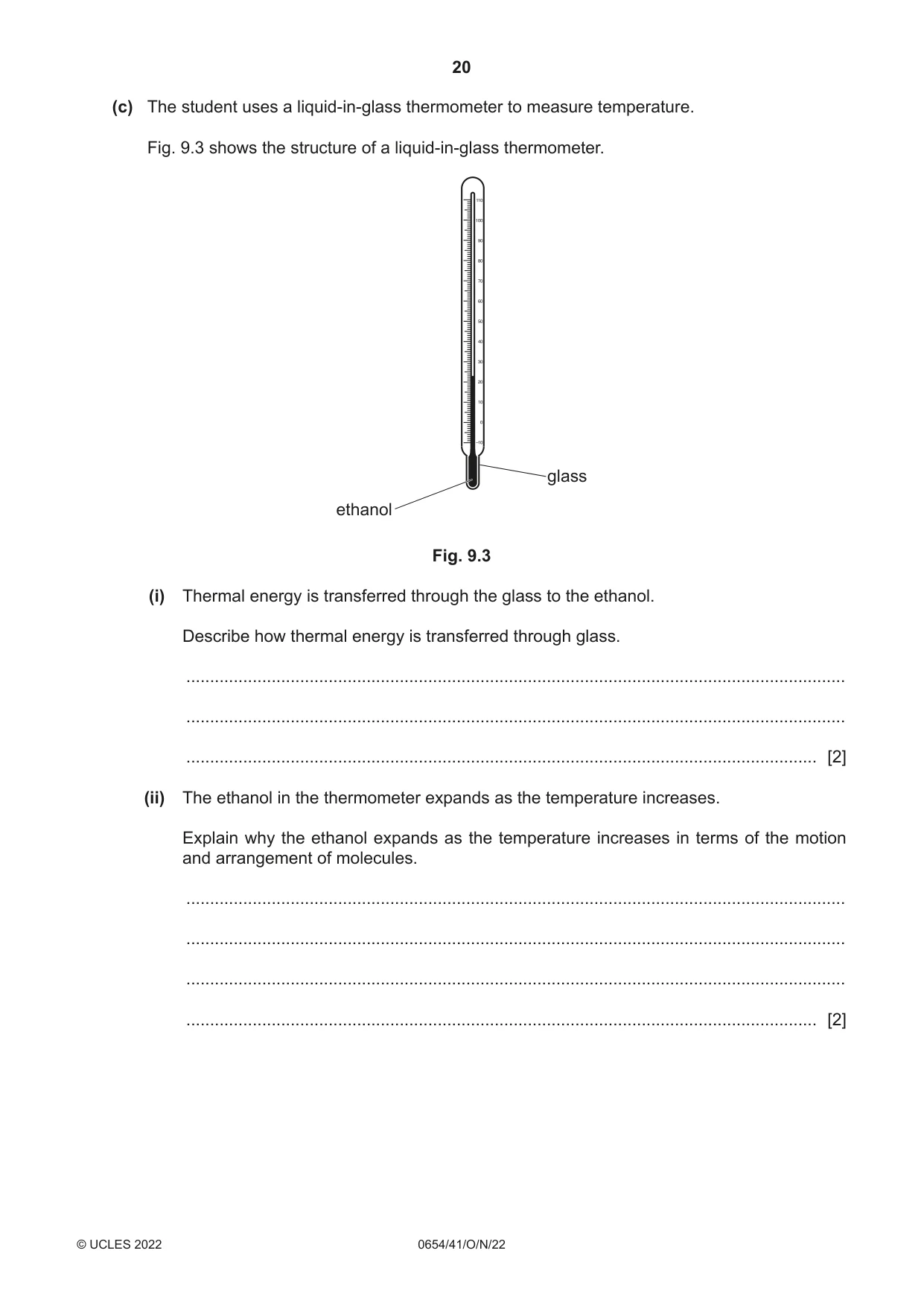 Cambridge IGCSE Sciences - Co-ordinated (Double) 0654 2022 Oct/Nov Paper 4 · Variant 1 question paper, page 20 of 28