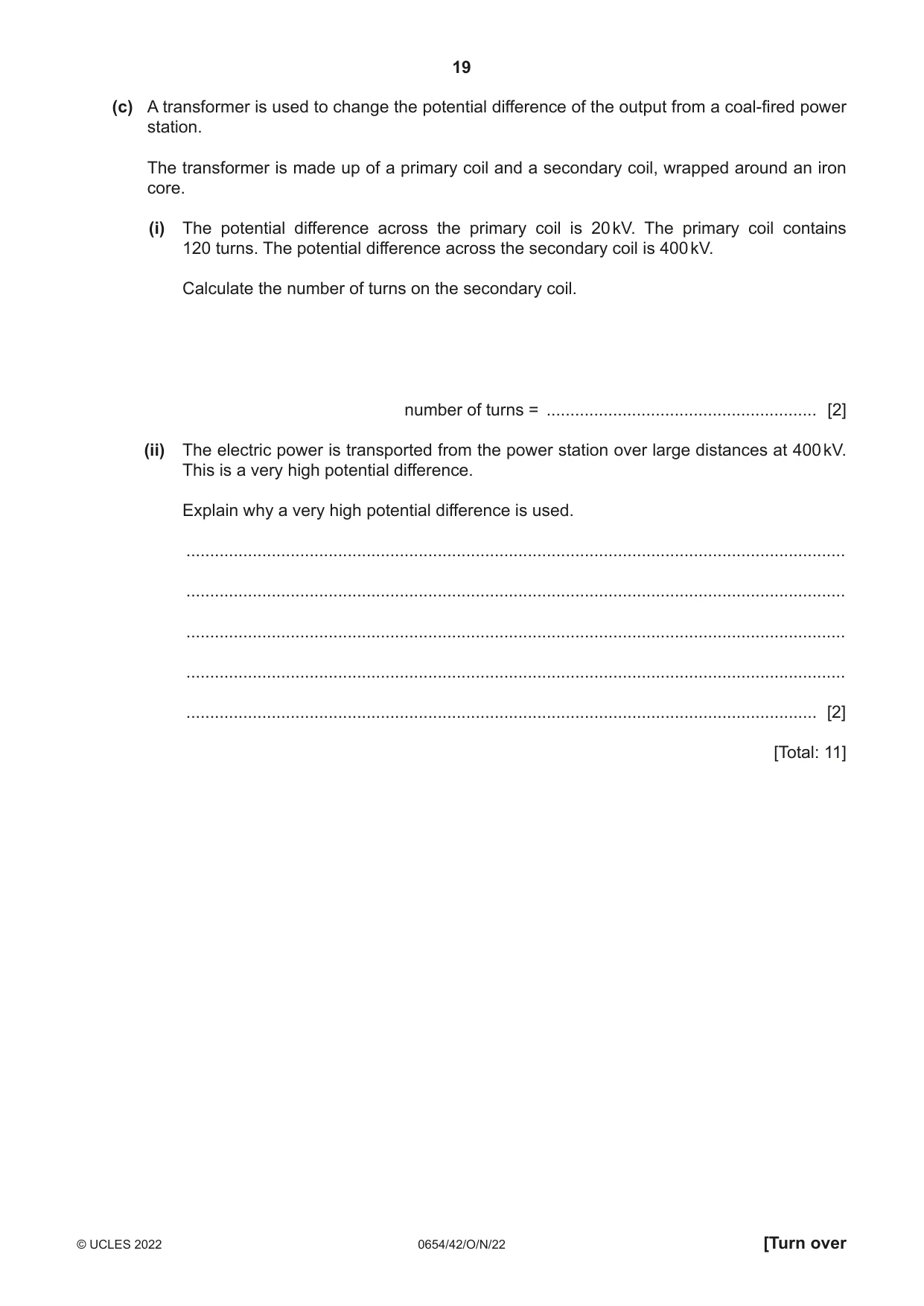 Cambridge IGCSE Sciences - Co-ordinated (Double) 0654 2022 Oct/Nov Paper 4 · Variant 2 question paper, page 19 of 28