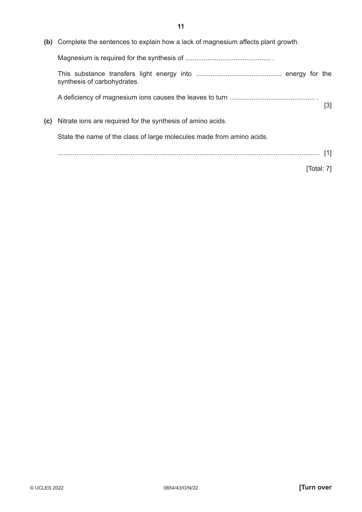 Cambridge IGCSE Sciences - Co-ordinated (Double) 0654 2022 Oct/Nov Paper 4 · Variant 3 question paper, page 11 of 32