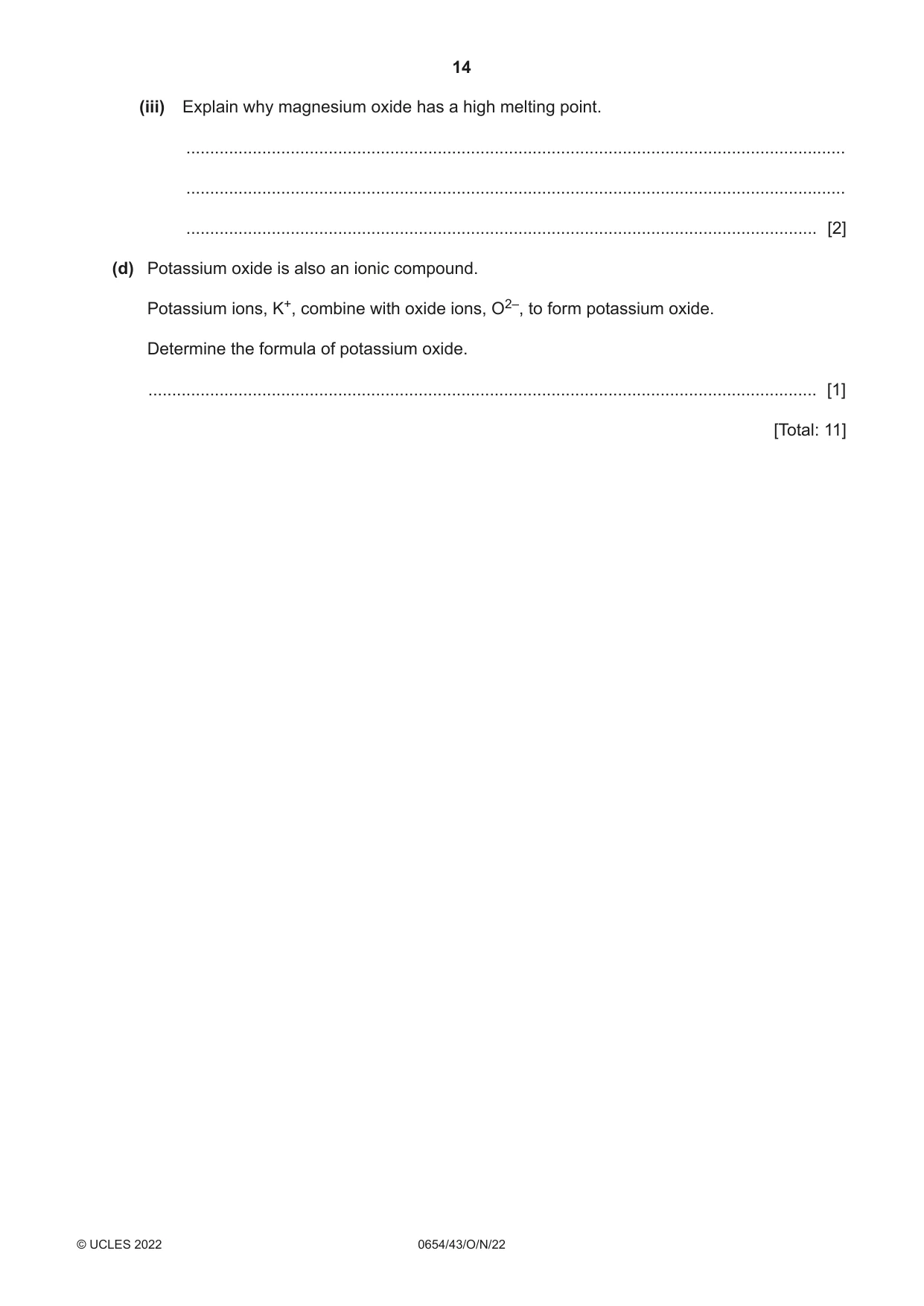 Cambridge IGCSE Sciences - Co-ordinated (Double) 0654 2022 Oct/Nov Paper 4 · Variant 3 question paper, page 14 of 32
