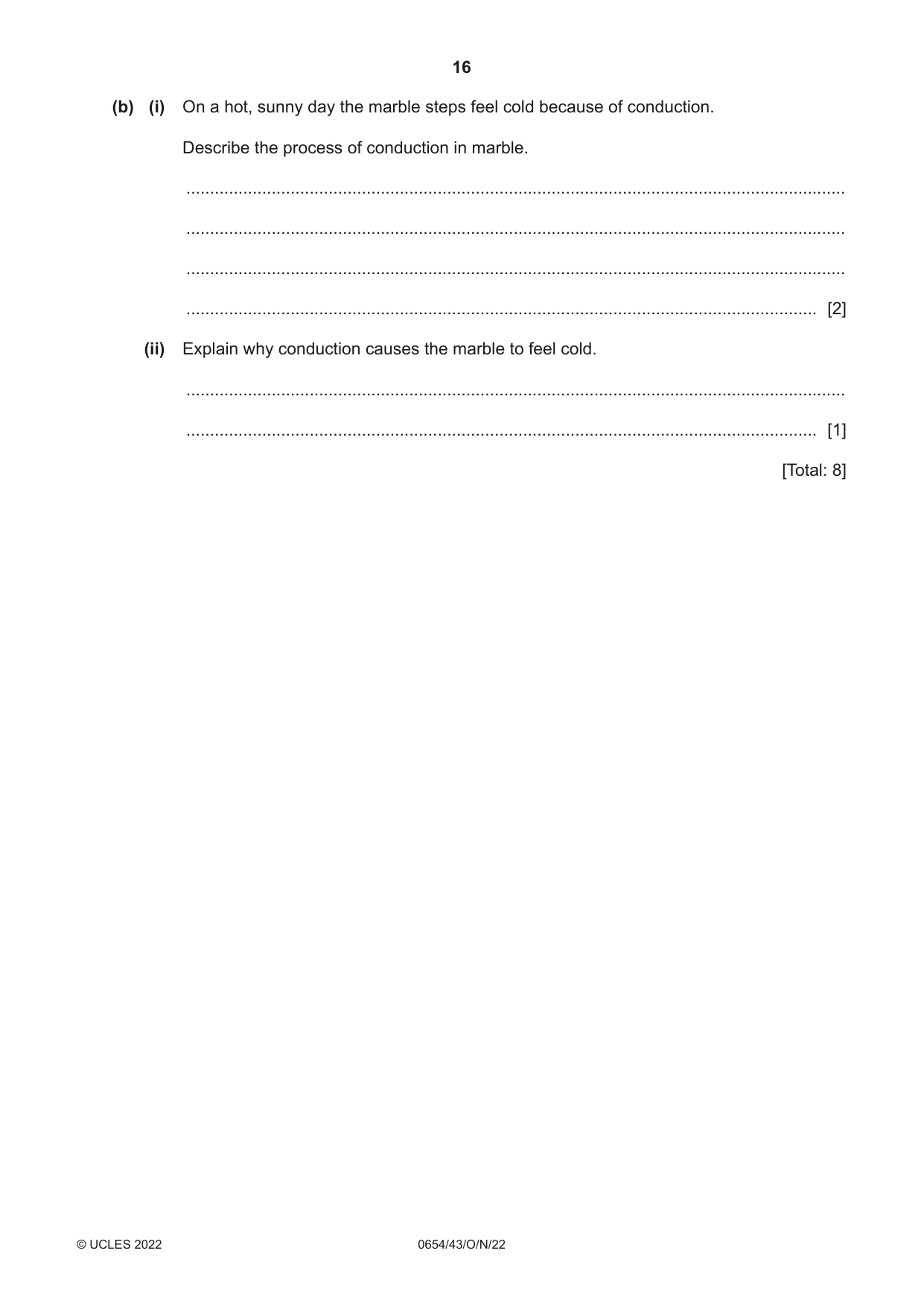 Cambridge IGCSE Sciences - Co-ordinated (Double) 0654 2022 Oct/Nov Paper 4 · Variant 3 question paper, page 16 of 32