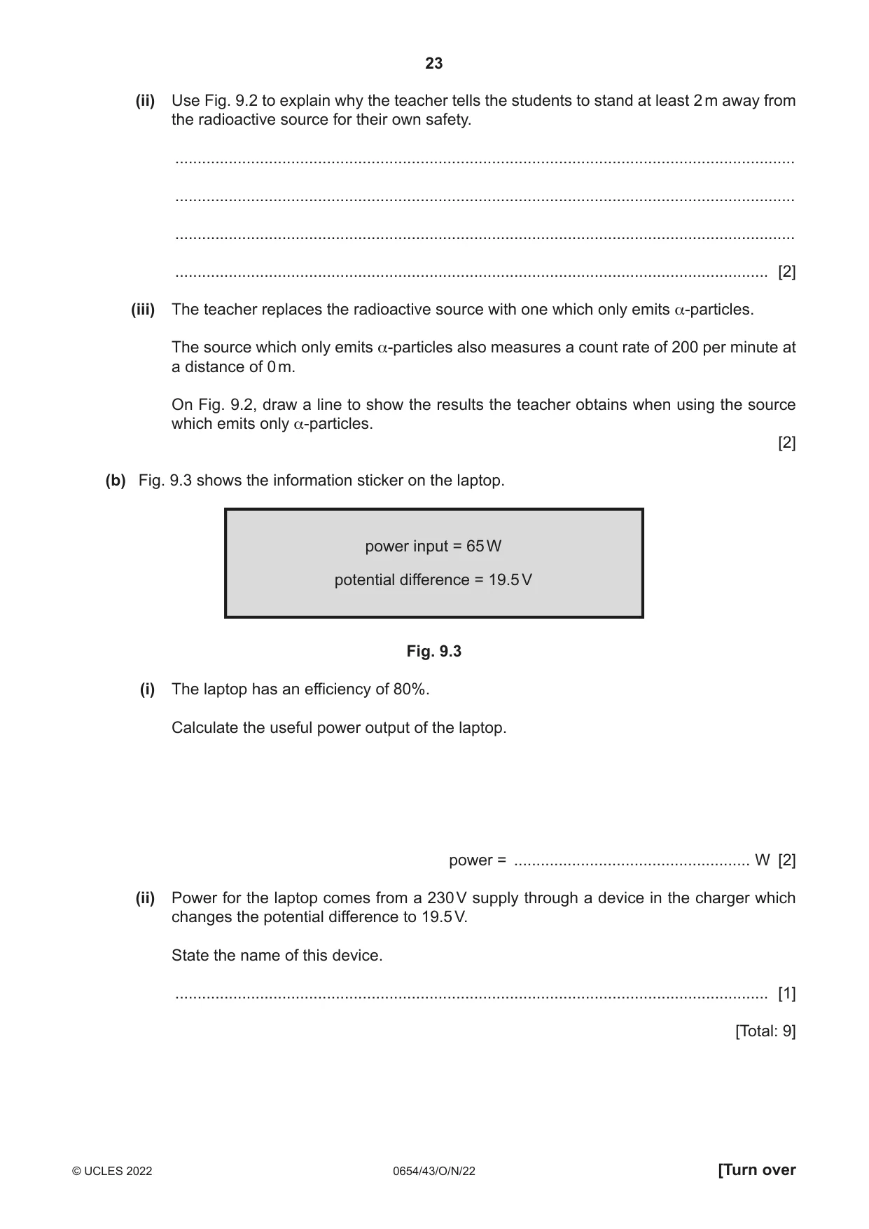 Cambridge IGCSE Sciences - Co-ordinated (Double) 0654 2022 Oct/Nov Paper 4 · Variant 3 question paper, page 23 of 32