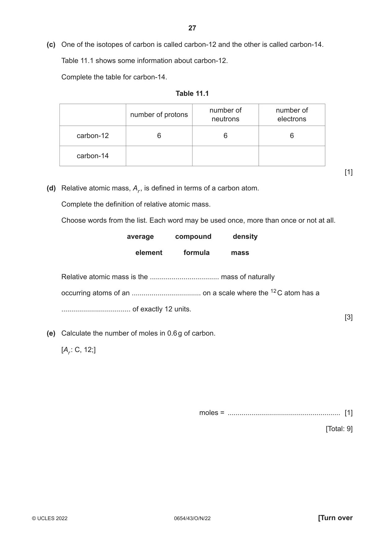 Cambridge IGCSE Sciences - Co-ordinated (Double) 0654 2022 Oct/Nov Paper 4 · Variant 3 question paper, page 27 of 32