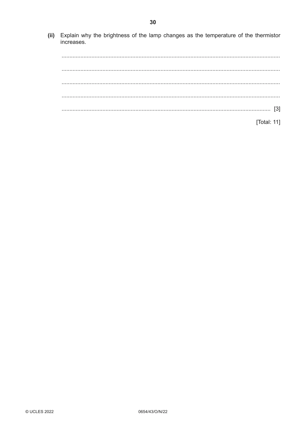 Cambridge IGCSE Sciences - Co-ordinated (Double) 0654 2022 Oct/Nov Paper 4 · Variant 3 question paper, page 30 of 32