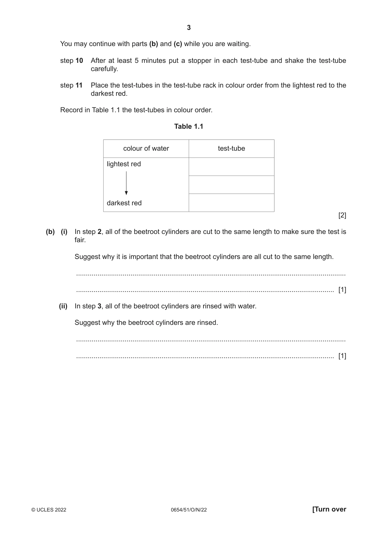 Cambridge IGCSE Sciences - Co-ordinated (Double) 0654 2022 Oct/Nov Paper 5 · Variant 1 question paper, page 3 of 20