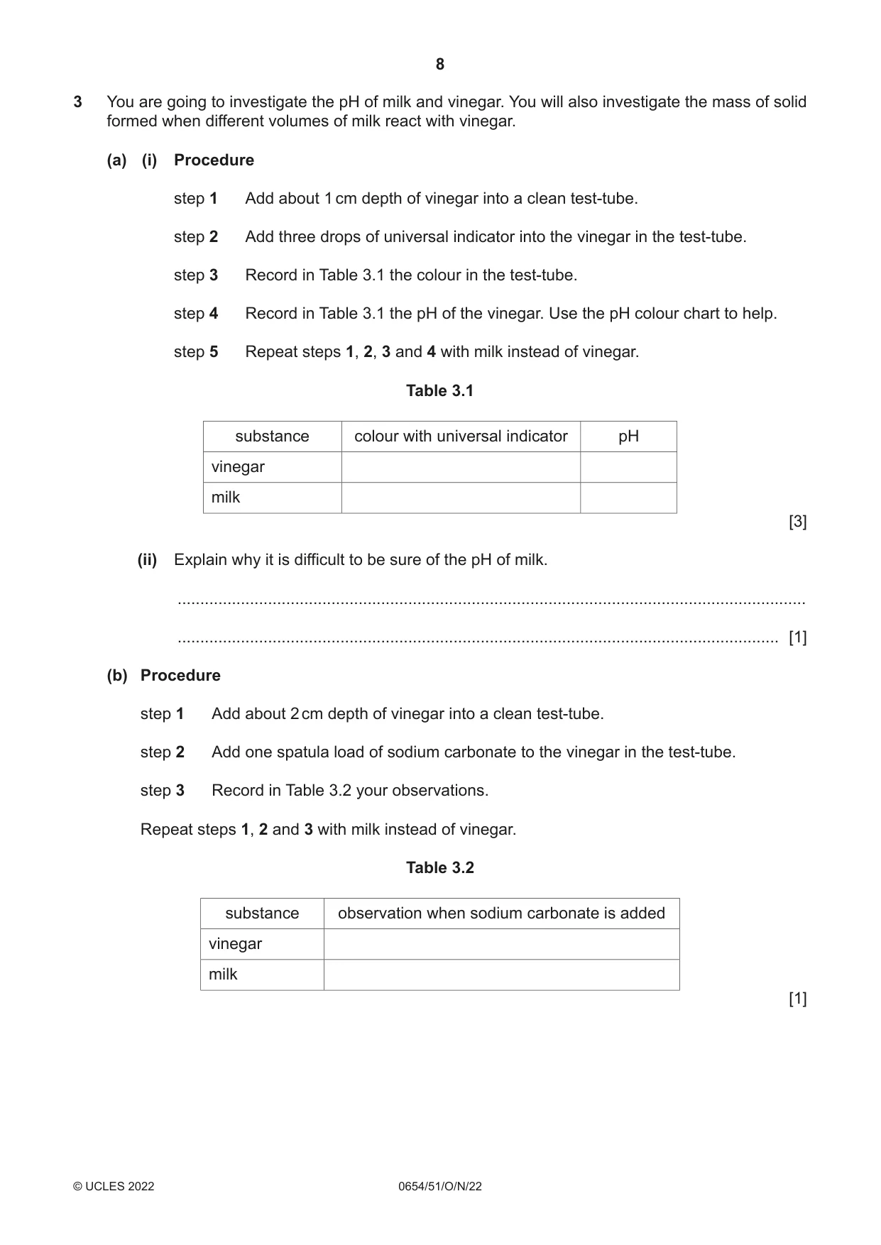 Cambridge IGCSE Sciences - Co-ordinated (Double) 0654 2022 Oct/Nov Paper 5 · Variant 1 question paper, page 8 of 20