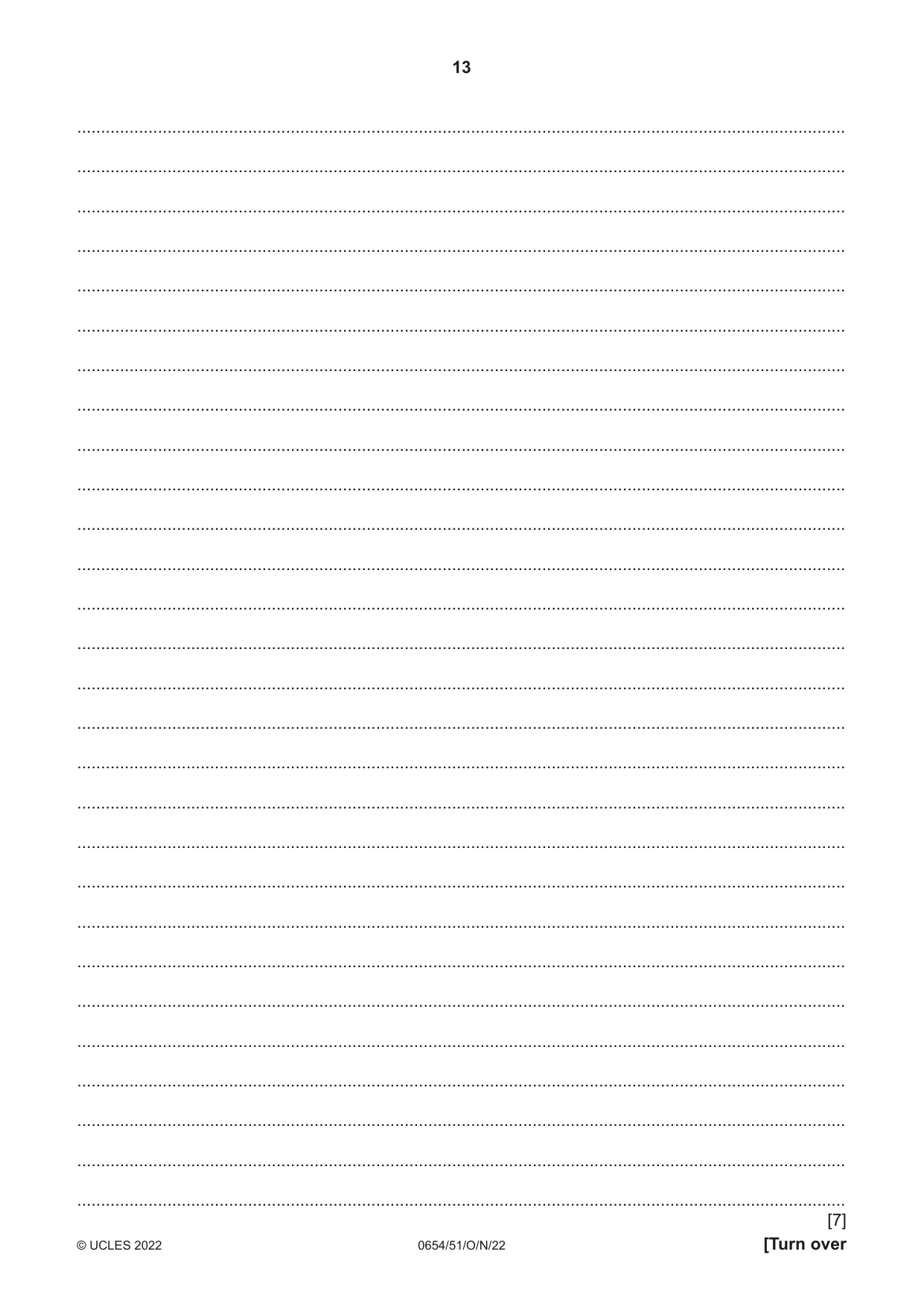 Cambridge IGCSE Sciences - Co-ordinated (Double) 0654 2022 Oct/Nov Paper 5 · Variant 1 question paper, page 13 of 20