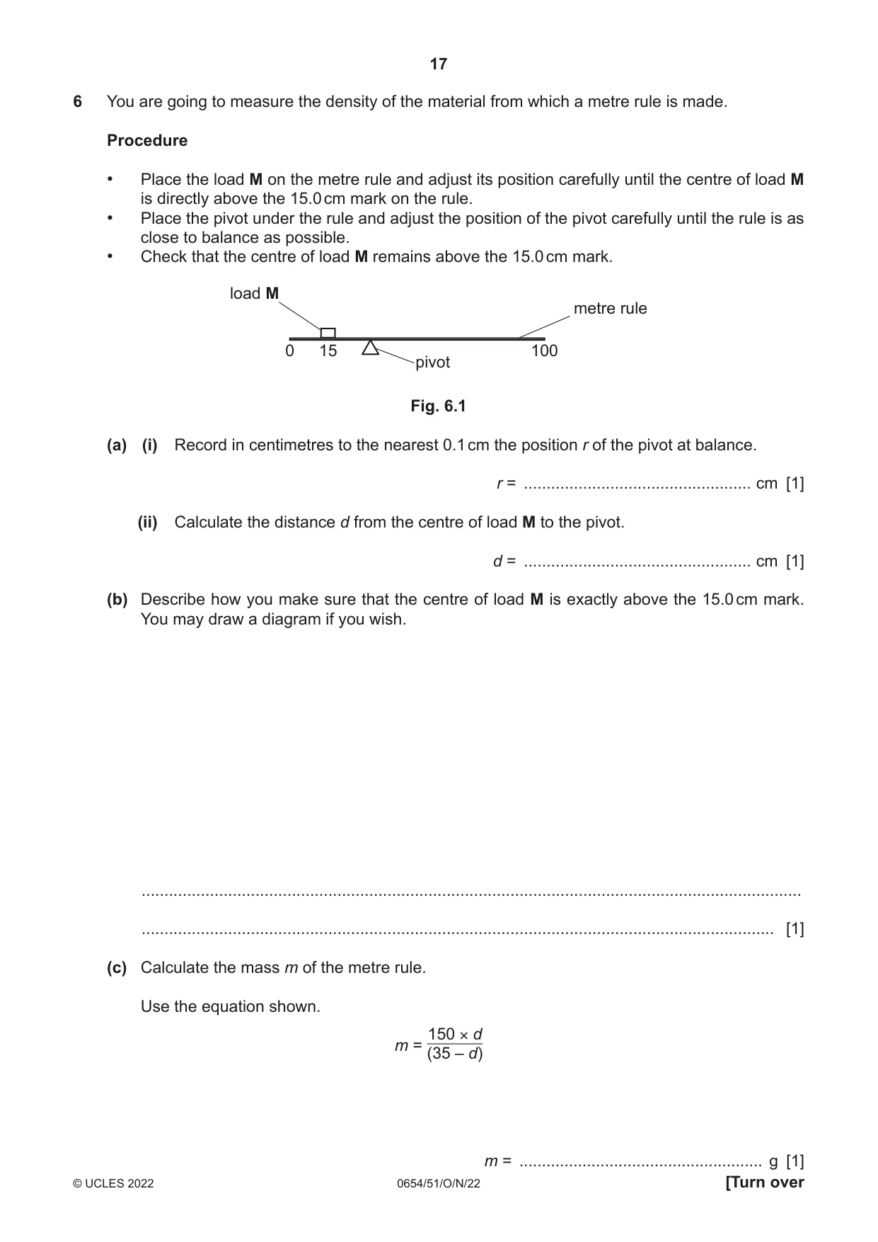 Cambridge IGCSE Sciences - Co-ordinated (Double) 0654 2022 Oct/Nov Paper 5 · Variant 1 question paper, page 17 of 20