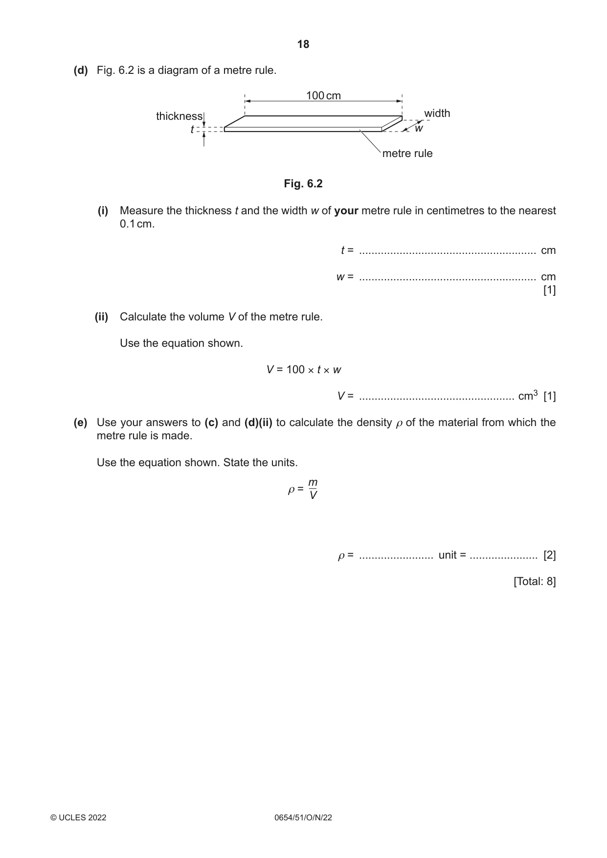 Cambridge IGCSE Sciences - Co-ordinated (Double) 0654 2022 Oct/Nov Paper 5 · Variant 1 question paper, page 18 of 20