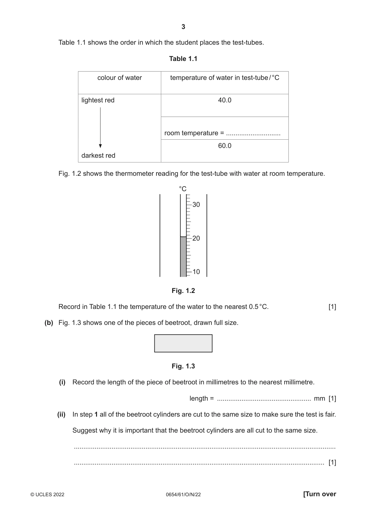Cambridge IGCSE Sciences - Co-ordinated (Double) 0654 2022 Oct/Nov Paper 6 · Variant 1 question paper, page 3 of 20