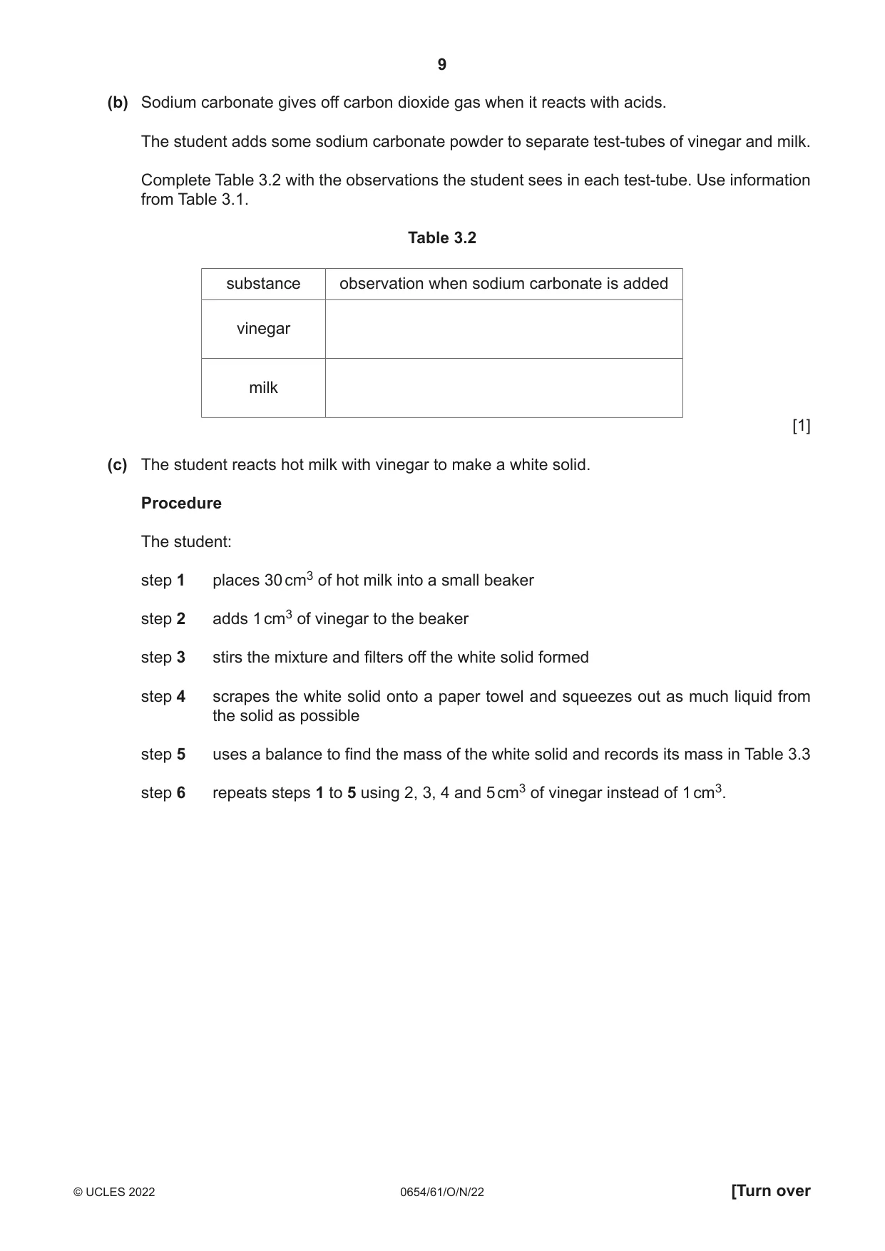 Cambridge IGCSE Sciences - Co-ordinated (Double) 0654 2022 Oct/Nov Paper 6 · Variant 1 question paper, page 9 of 20
