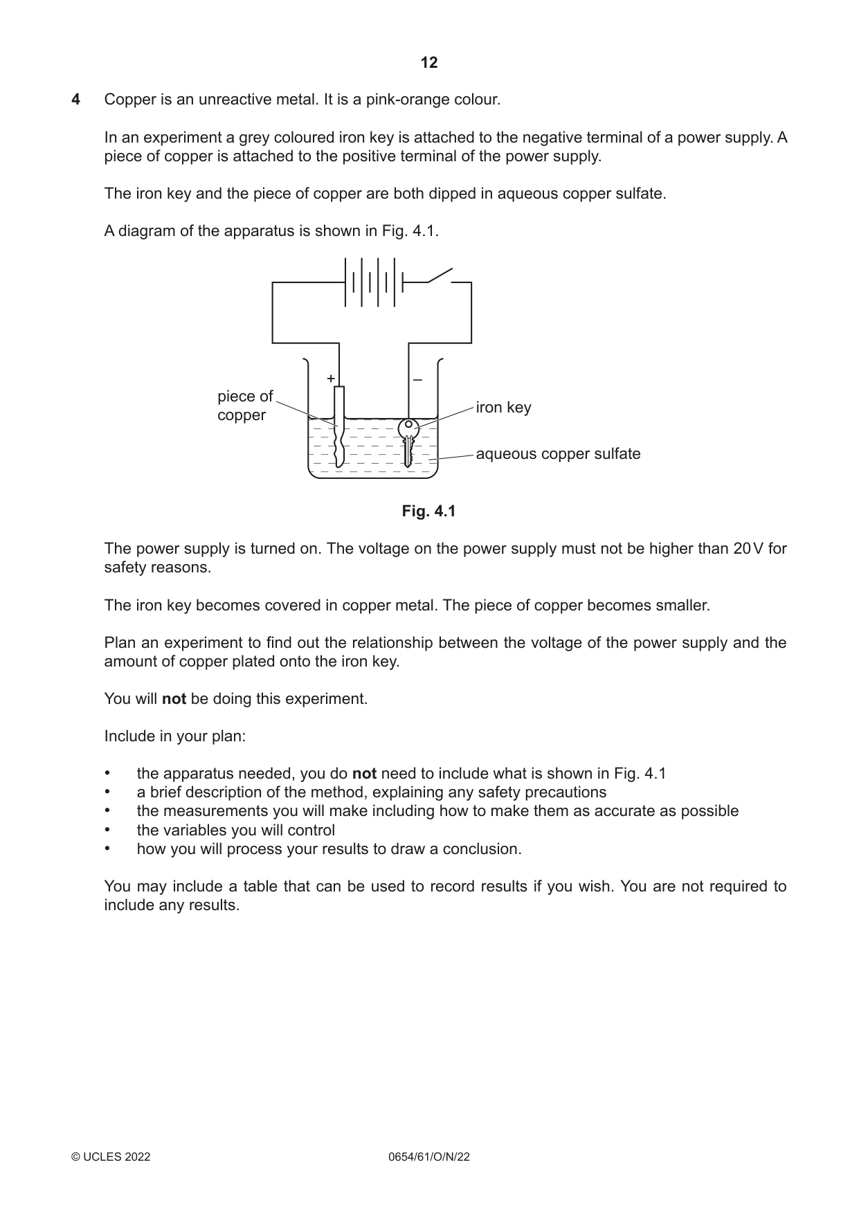 Cambridge IGCSE Sciences - Co-ordinated (Double) 0654 2022 Oct/Nov Paper 6 · Variant 1 question paper, page 12 of 20
