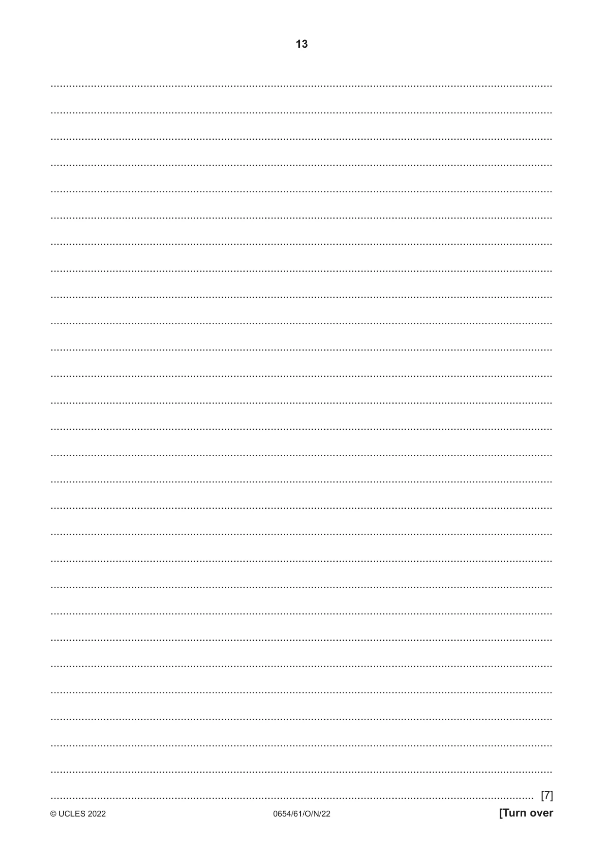 Cambridge IGCSE Sciences - Co-ordinated (Double) 0654 2022 Oct/Nov Paper 6 · Variant 1 question paper, page 13 of 20