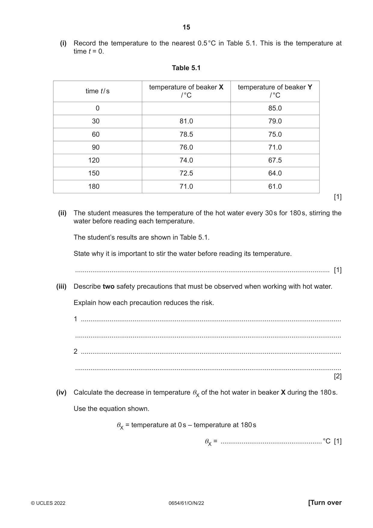 Cambridge IGCSE Sciences - Co-ordinated (Double) 0654 2022 Oct/Nov Paper 6 · Variant 1 question paper, page 15 of 20