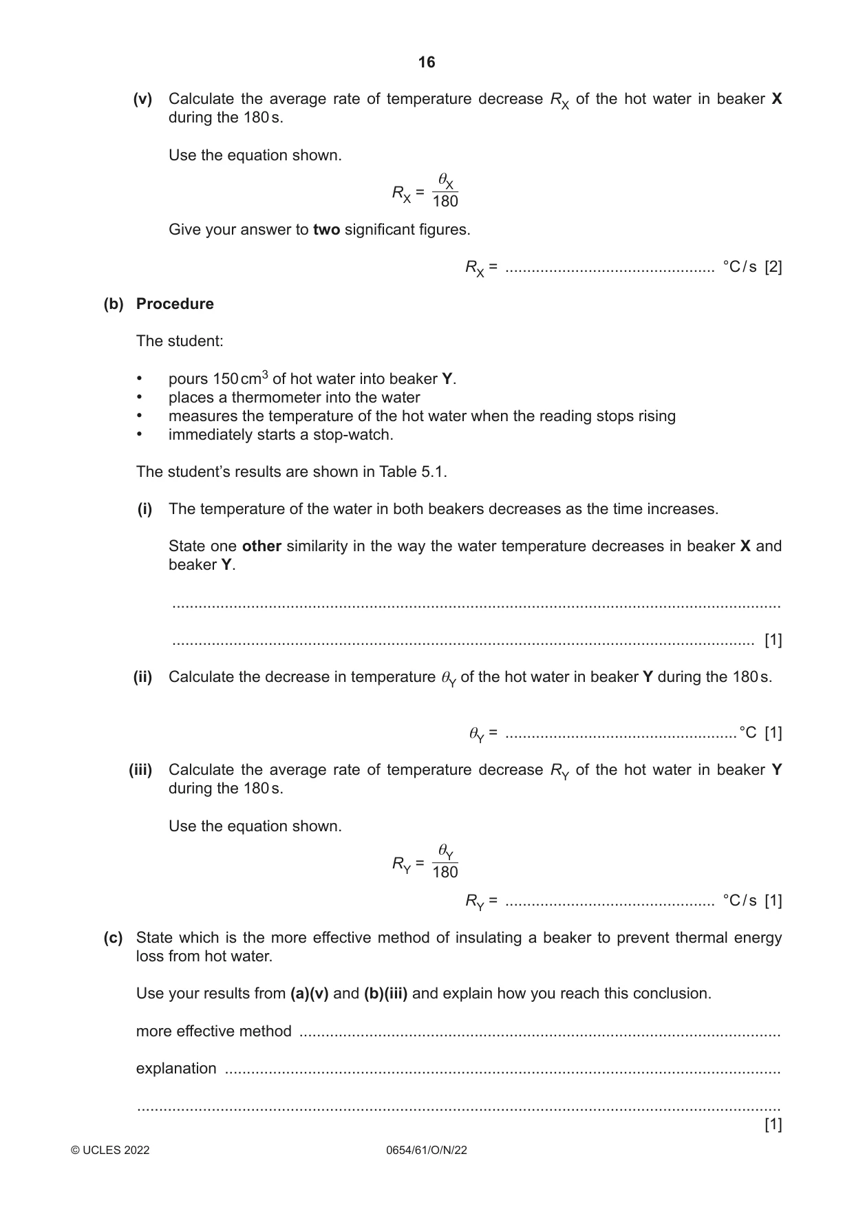 Cambridge IGCSE Sciences - Co-ordinated (Double) 0654 2022 Oct/Nov Paper 6 · Variant 1 question paper, page 16 of 20