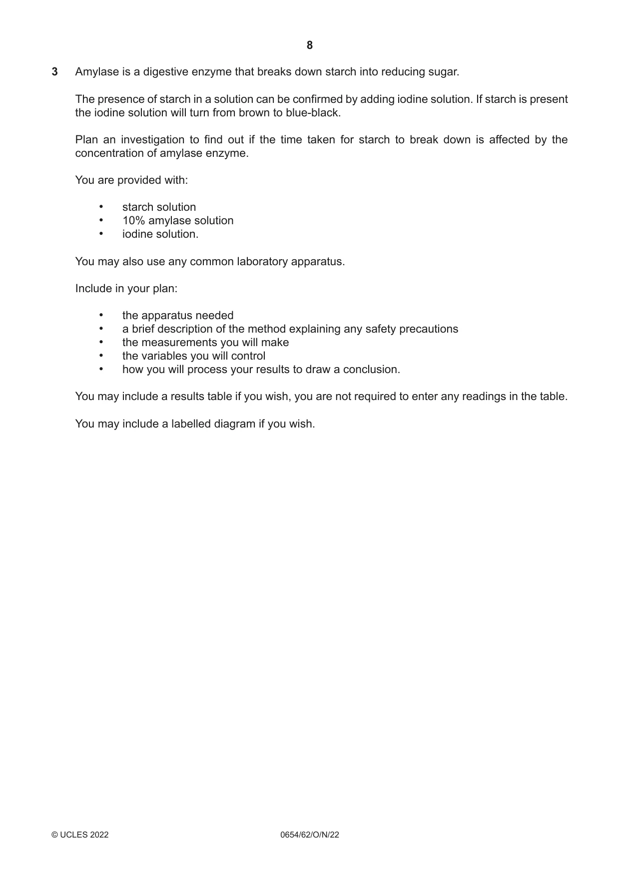Cambridge IGCSE Sciences - Co-ordinated (Double) 0654 2022 Oct/Nov Paper 6 · Variant 2 question paper, page 8 of 24