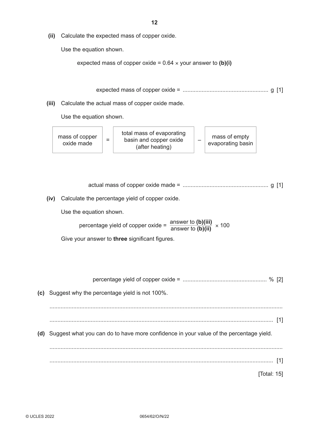 Cambridge IGCSE Sciences - Co-ordinated (Double) 0654 2022 Oct/Nov Paper 6 · Variant 2 question paper, page 12 of 24