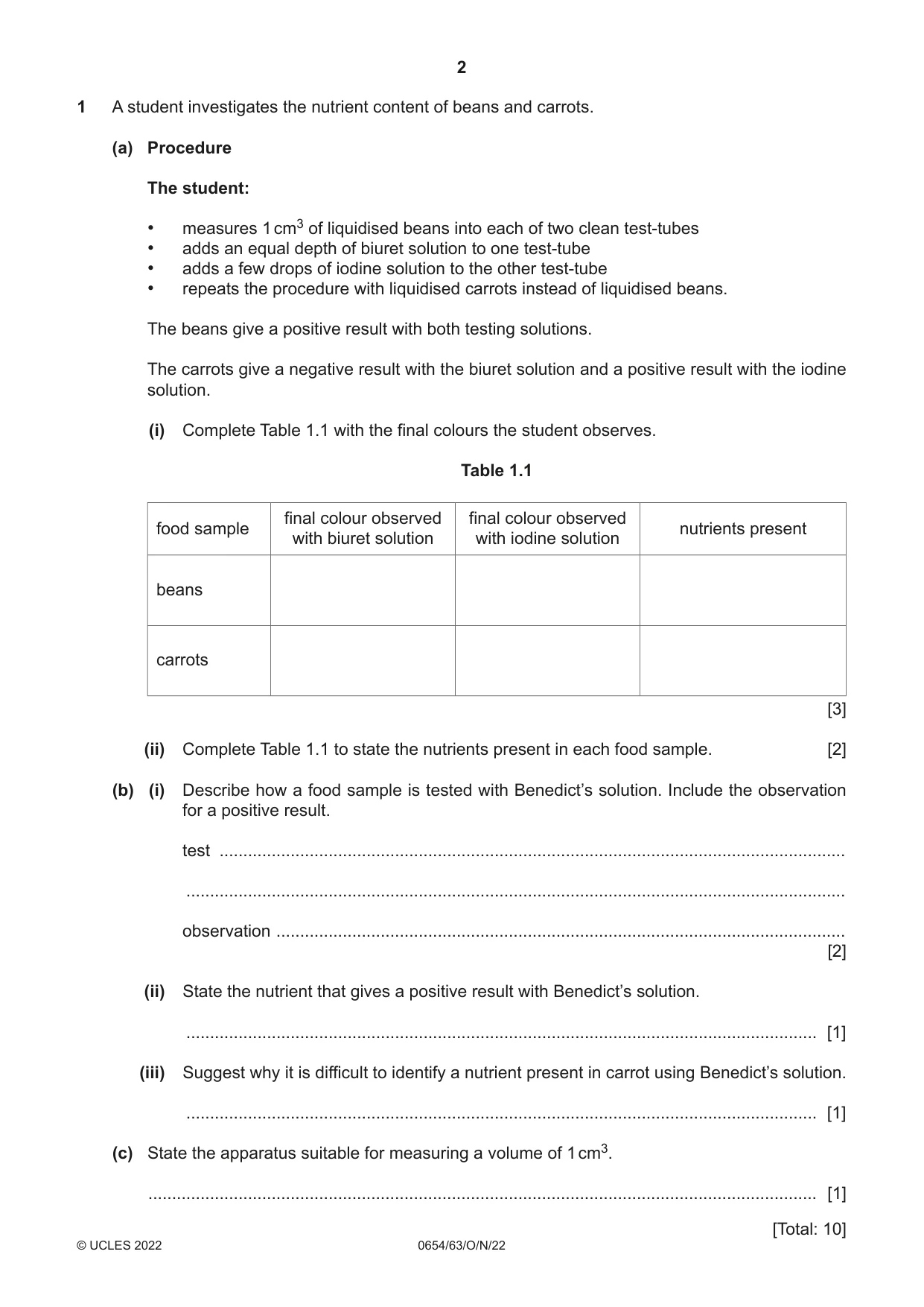 Cambridge IGCSE Sciences - Co-ordinated (Double) 0654 2022 Oct/Nov Paper 6 · Variant 3 question paper, page 2 of 20