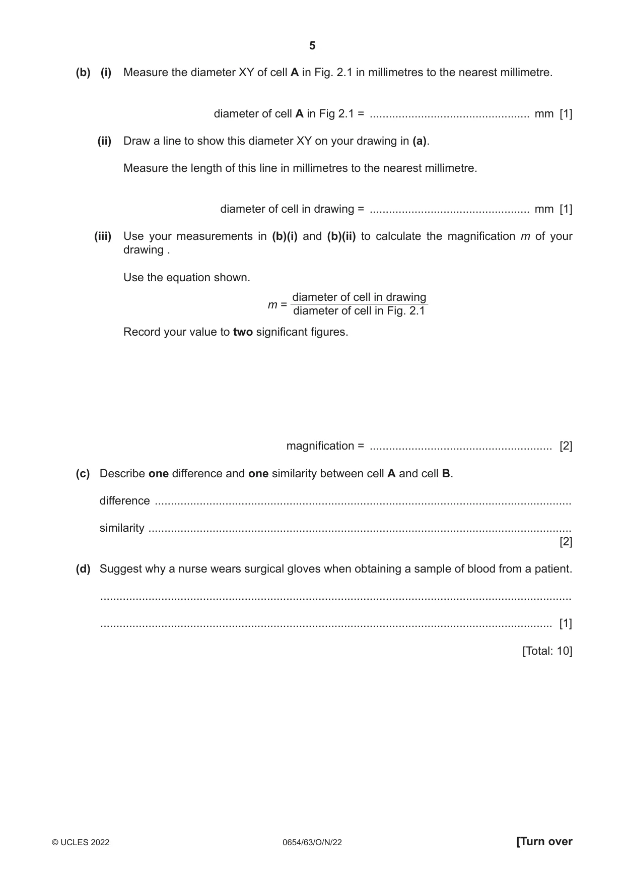 Cambridge IGCSE Sciences - Co-ordinated (Double) 0654 2022 Oct/Nov Paper 6 · Variant 3 question paper, page 5 of 20