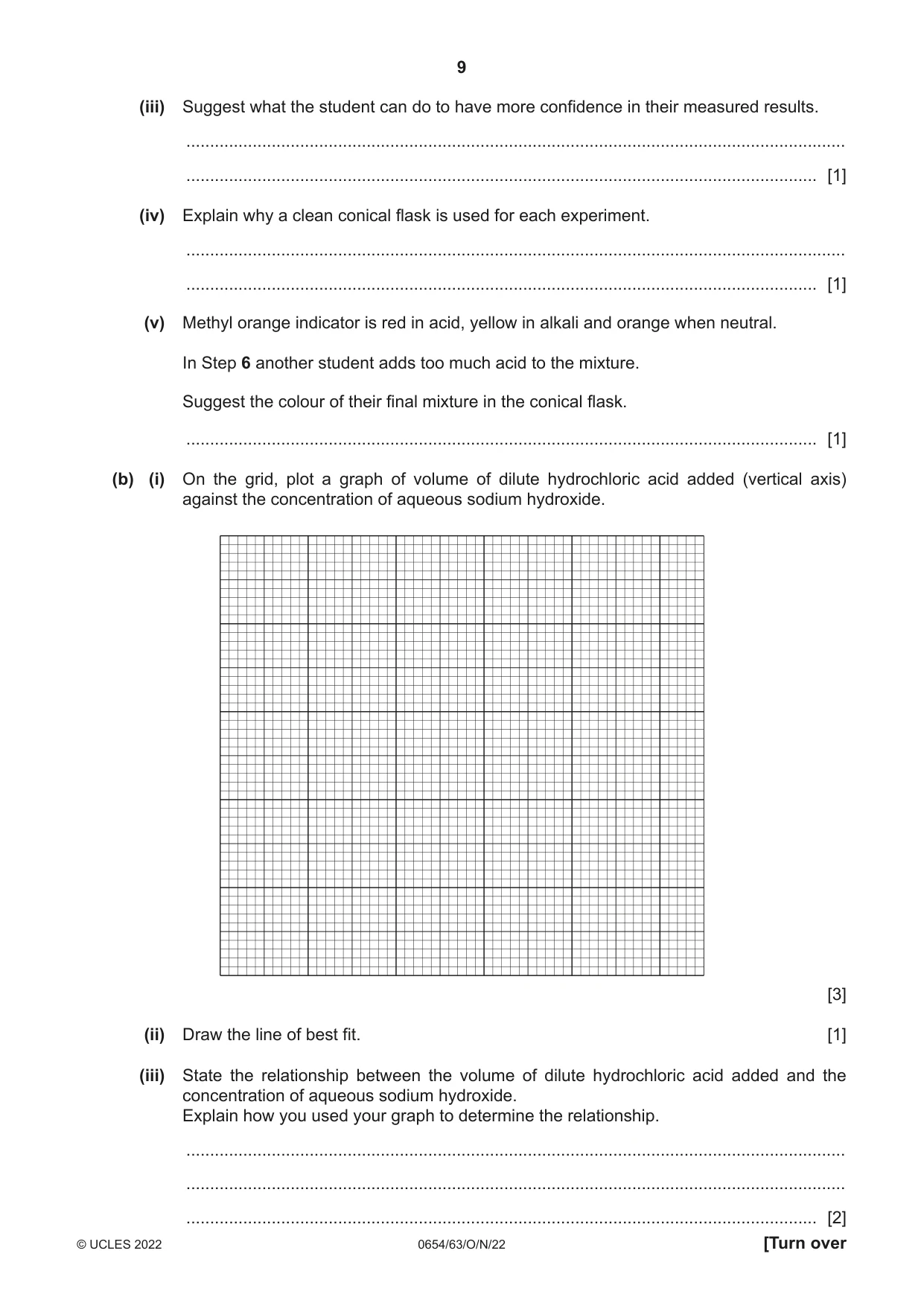Cambridge IGCSE Sciences - Co-ordinated (Double) 0654 2022 Oct/Nov Paper 6 · Variant 3 question paper, page 9 of 20