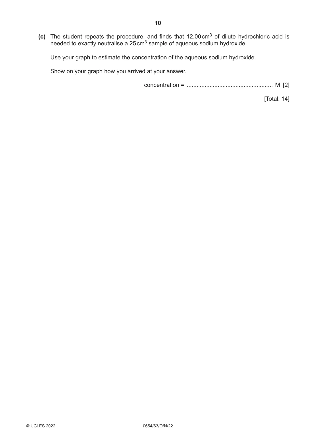 Cambridge IGCSE Sciences - Co-ordinated (Double) 0654 2022 Oct/Nov Paper 6 · Variant 3 question paper, page 10 of 20