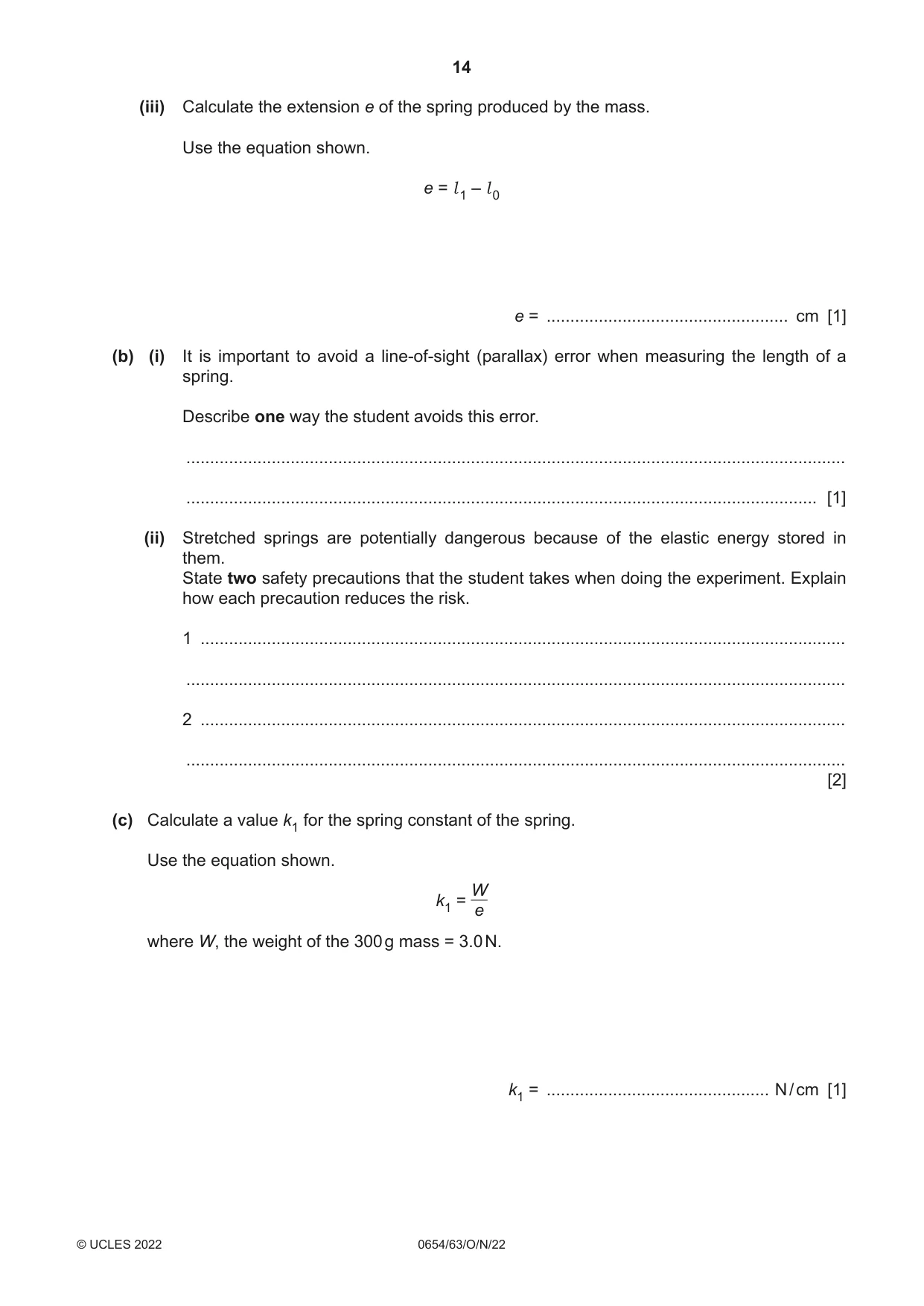 Cambridge IGCSE Sciences - Co-ordinated (Double) 0654 2022 Oct/Nov Paper 6 · Variant 3 question paper, page 14 of 20