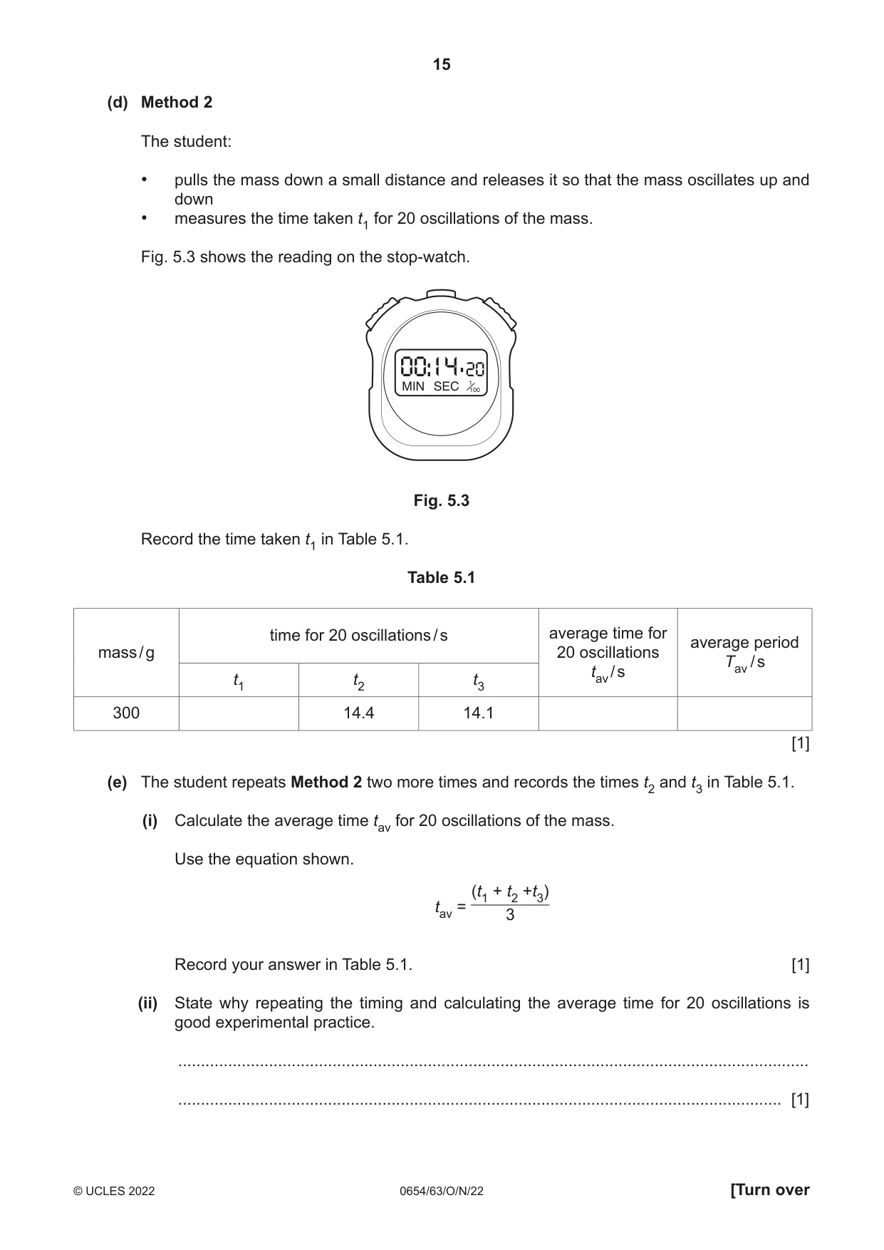 Cambridge IGCSE Sciences - Co-ordinated (Double) 0654 2022 Oct/Nov Paper 6 · Variant 3 question paper, page 15 of 20