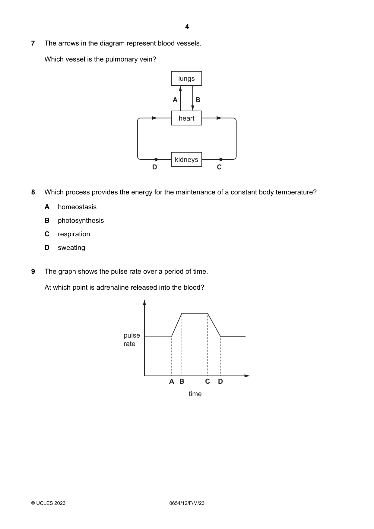 Cambridge IGCSE Sciences - Co-ordinated (Double) 0654 2023 Feb/March Paper 1 · Variant 2 question paper, page 4 of 20