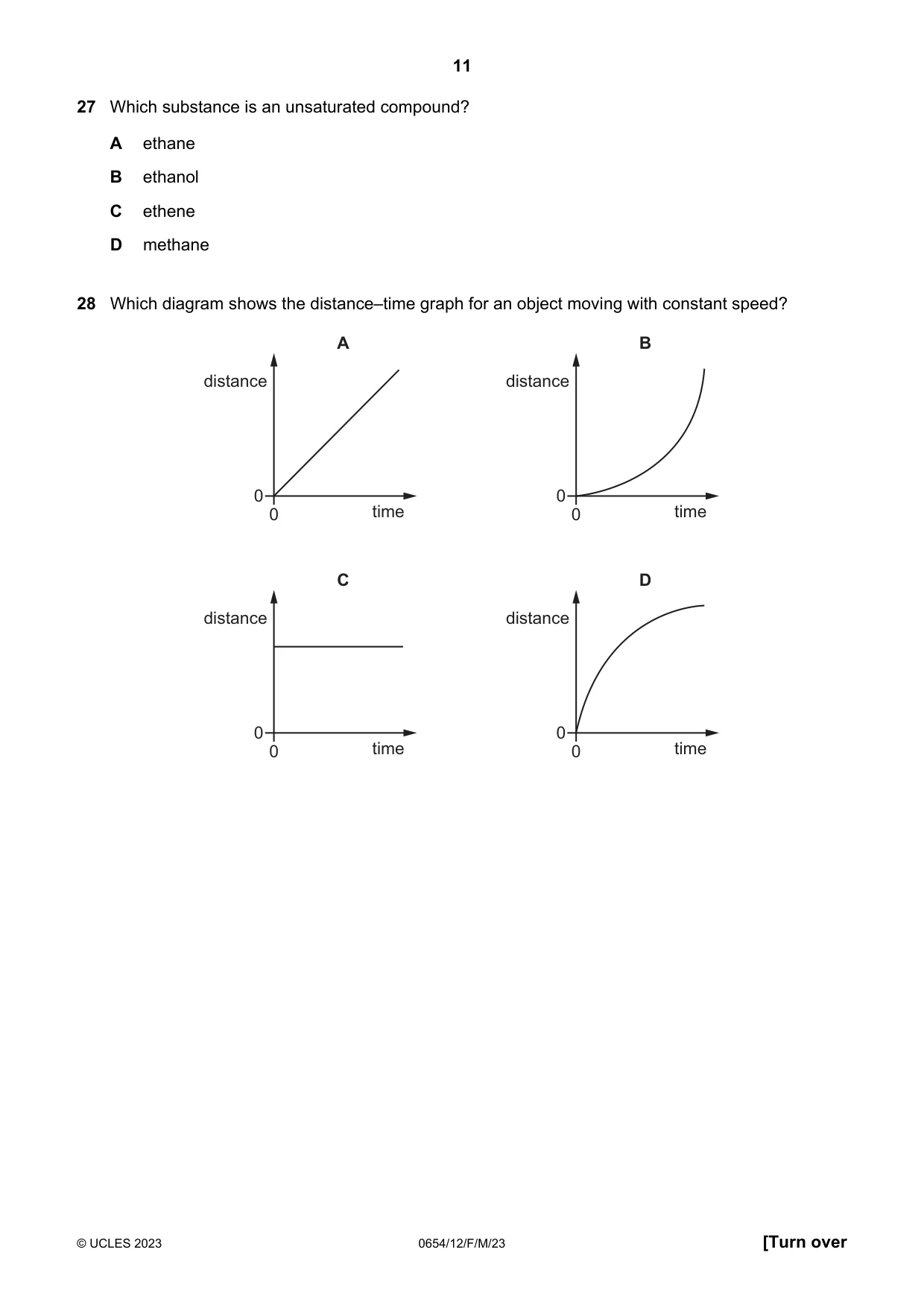 Cambridge IGCSE Sciences - Co-ordinated (Double) 0654 2023 Feb/March Paper 1 · Variant 2 question paper, page 11 of 20