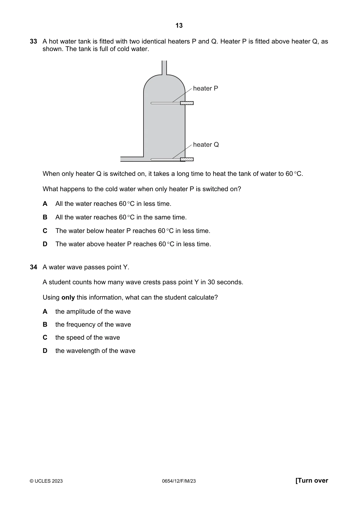 Cambridge IGCSE Sciences - Co-ordinated (Double) 0654 2023 Feb/March Paper 1 · Variant 2 question paper, page 13 of 20