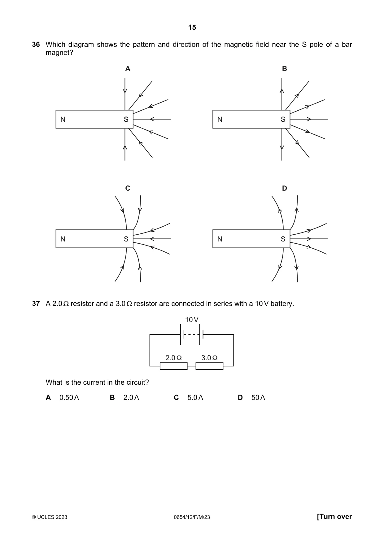 Cambridge IGCSE Sciences - Co-ordinated (Double) 0654 2023 Feb/March Paper 1 · Variant 2 question paper, page 15 of 20