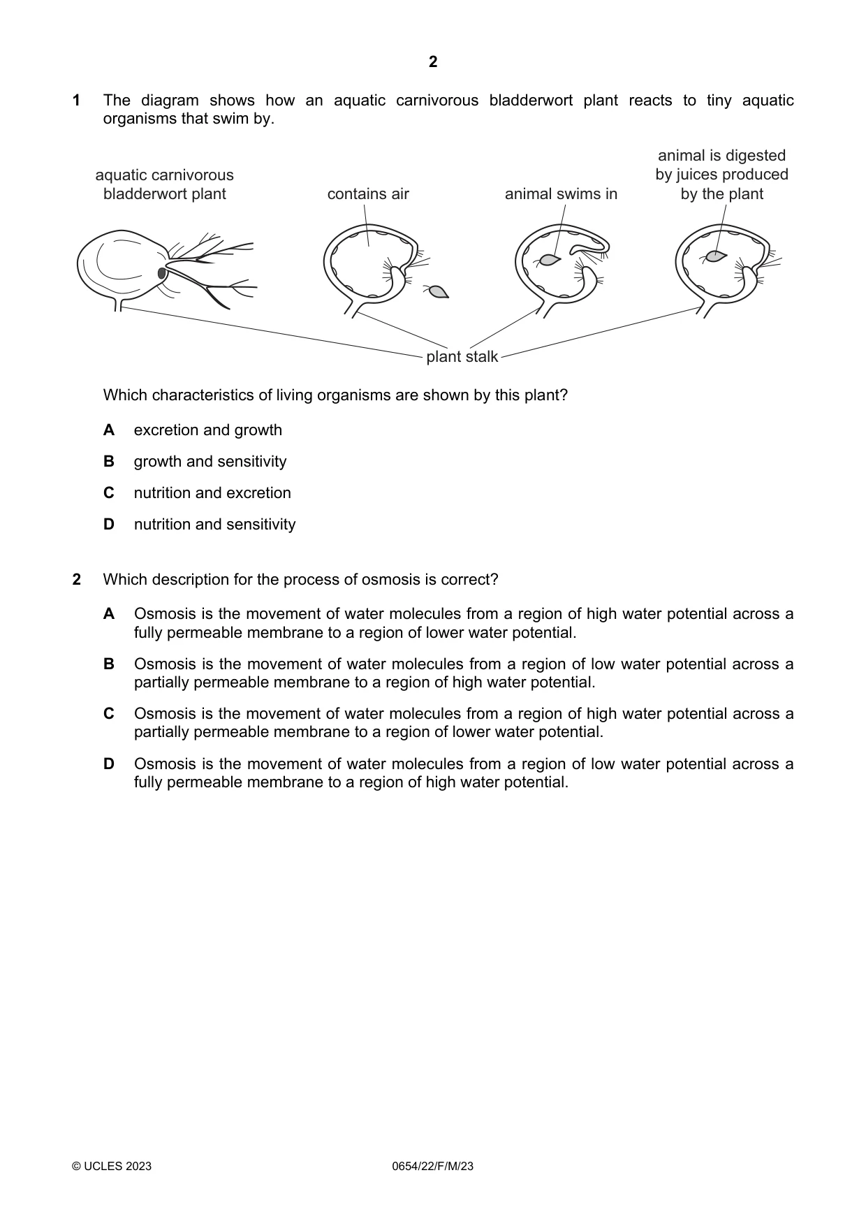Cambridge IGCSE Sciences - Co-ordinated (Double) 0654 2023 Feb/March Paper 2 · Variant 2 question paper, page 2 of 16