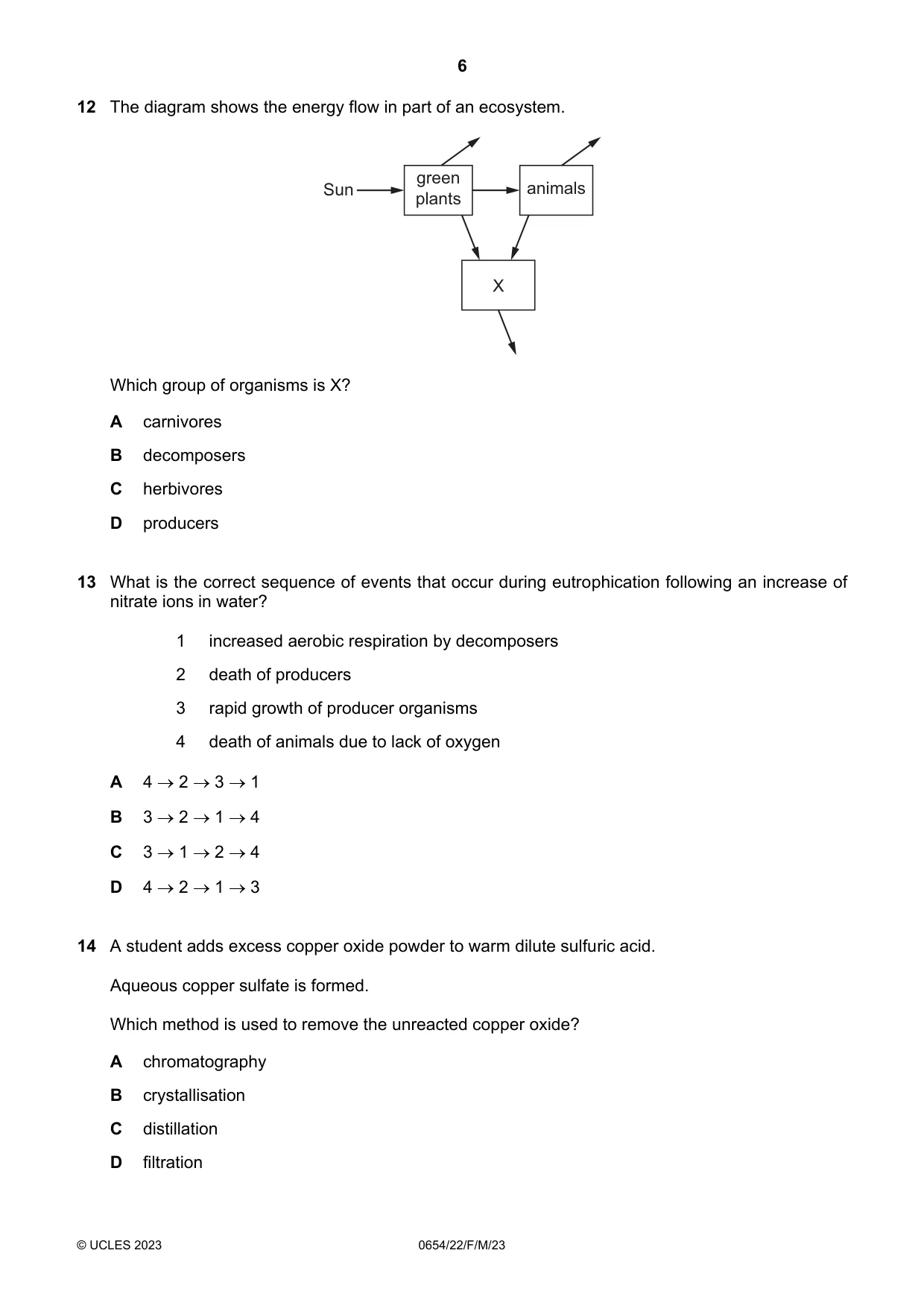 Cambridge IGCSE Sciences - Co-ordinated (Double) 0654 2023 Feb/March Paper 2 · Variant 2 question paper, page 6 of 16