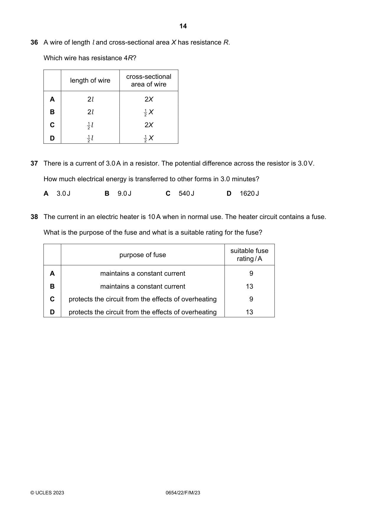 Cambridge IGCSE Sciences - Co-ordinated (Double) 0654 2023 Feb/March Paper 2 · Variant 2 question paper, page 14 of 16