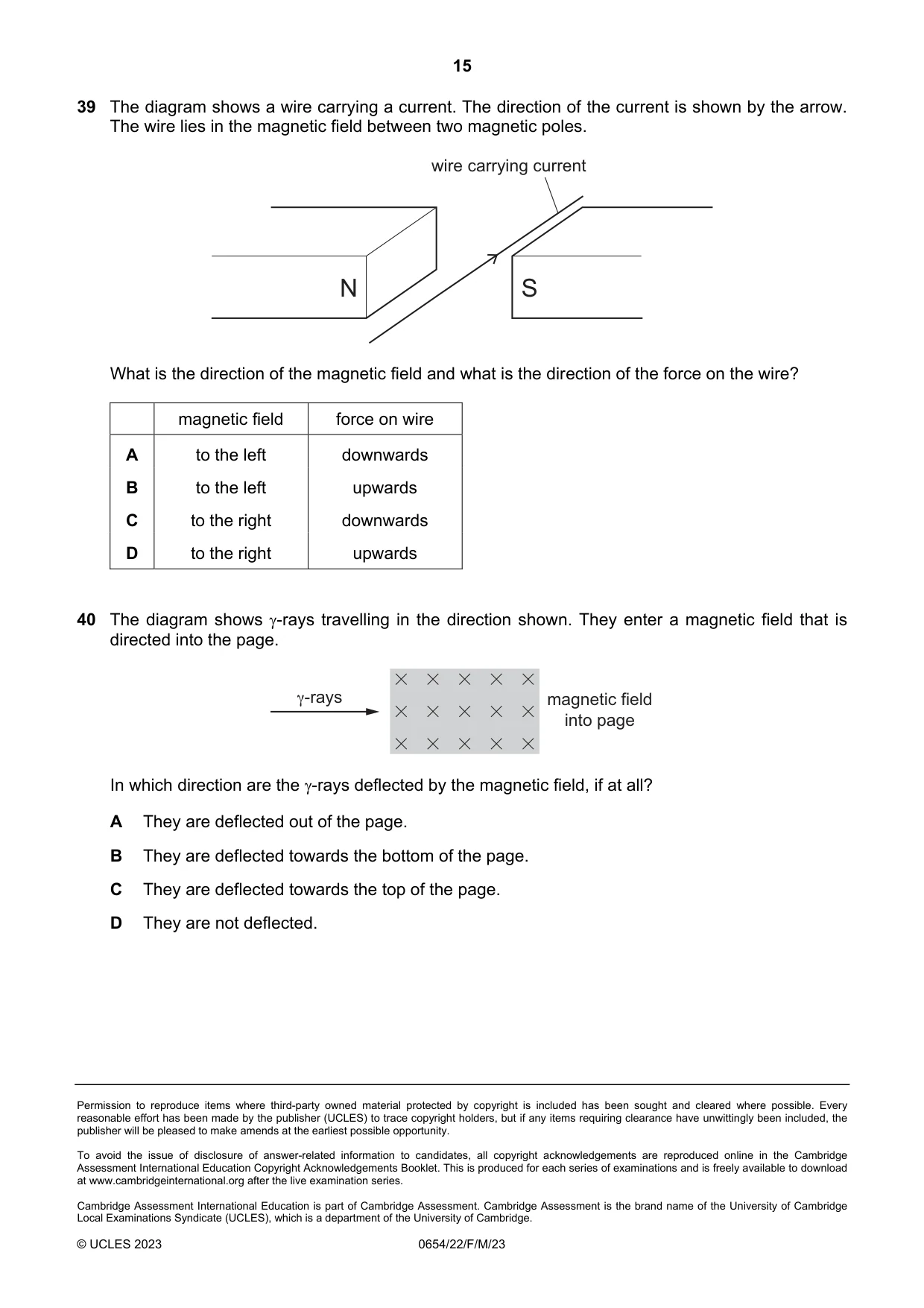 Cambridge IGCSE Sciences - Co-ordinated (Double) 0654 2023 Feb/March Paper 2 · Variant 2 question paper, page 15 of 16
