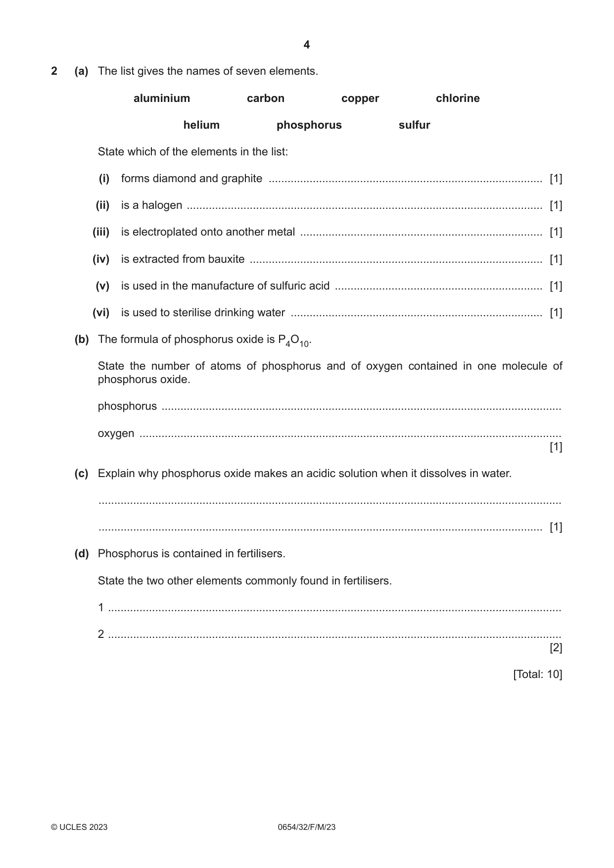 Cambridge IGCSE Sciences - Co-ordinated (Double) 0654 2023 Feb/March Paper 3 · Variant 2 question paper, page 4 of 24