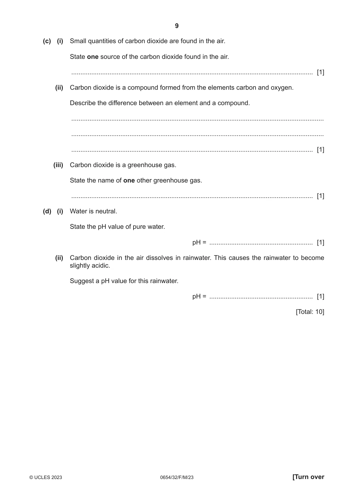 Cambridge IGCSE Sciences - Co-ordinated (Double) 0654 2023 Feb/March Paper 3 · Variant 2 question paper, page 9 of 24