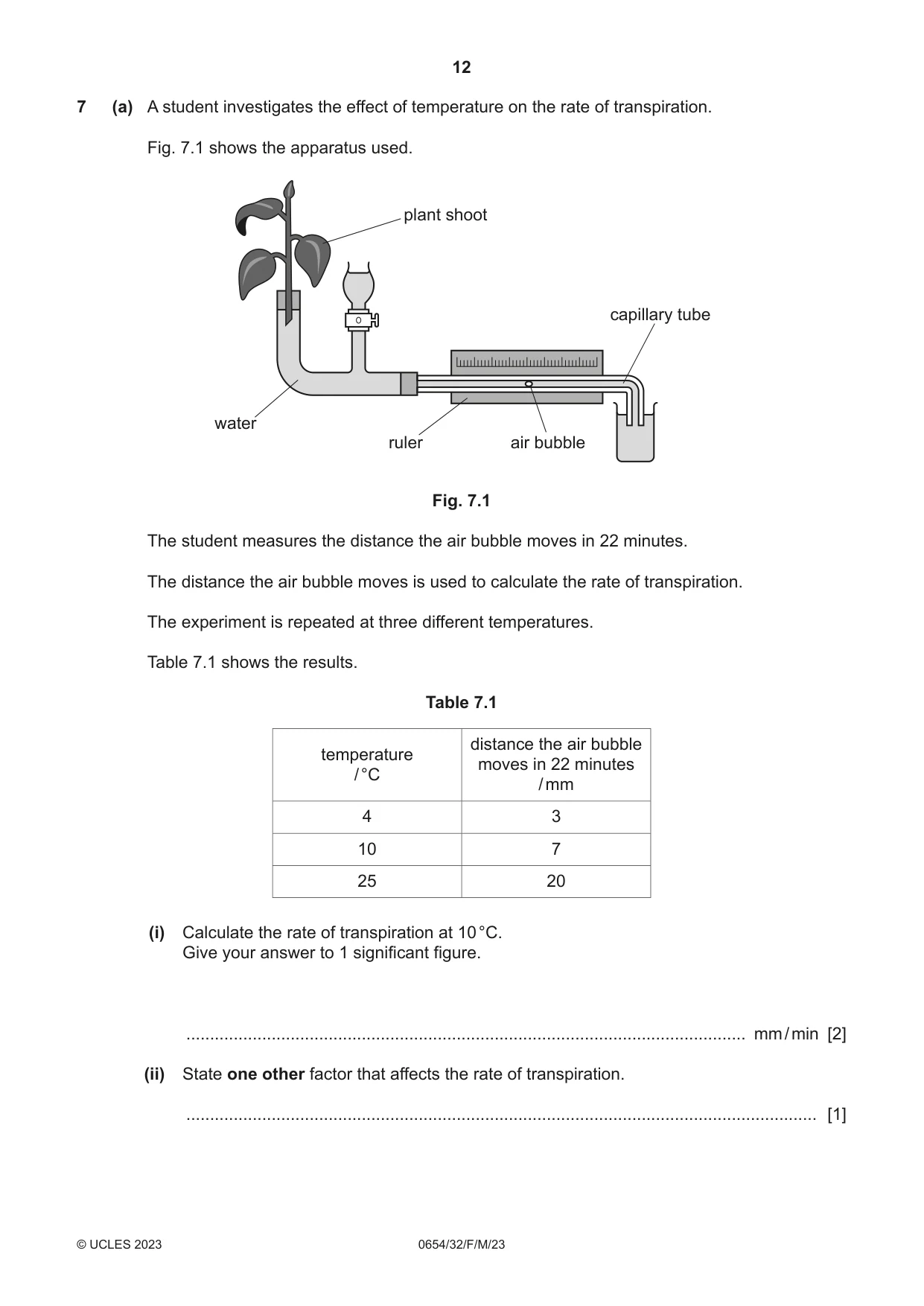 Cambridge IGCSE Sciences - Co-ordinated (Double) 0654 2023 Feb/March Paper 3 · Variant 2 question paper, page 12 of 24