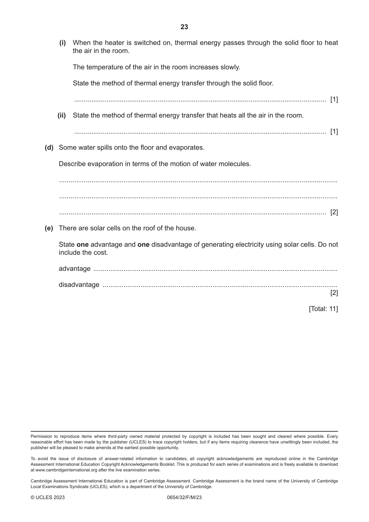 Cambridge IGCSE Sciences - Co-ordinated (Double) 0654 2023 Feb/March Paper 3 · Variant 2 question paper, page 23 of 24