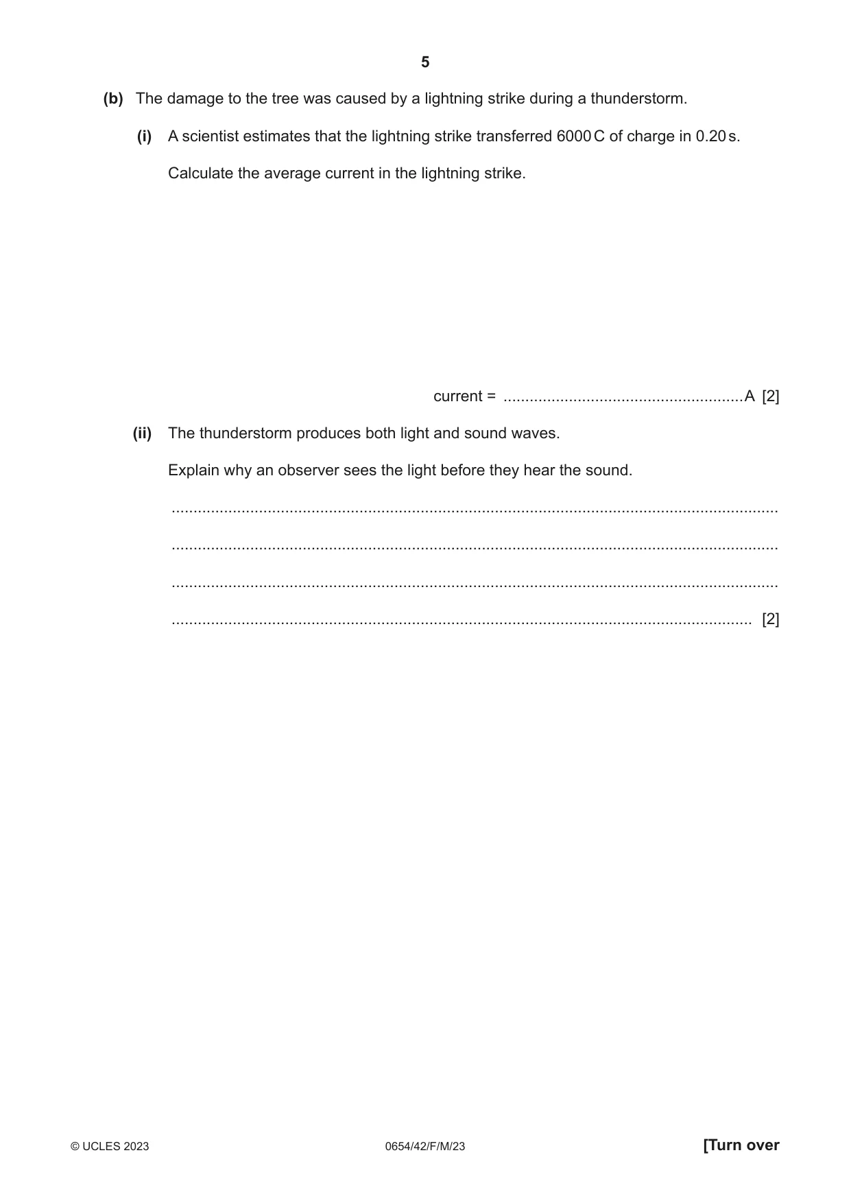 Cambridge IGCSE Sciences - Co-ordinated (Double) 0654 2023 Feb/March Paper 4 · Variant 2 question paper, page 5 of 36