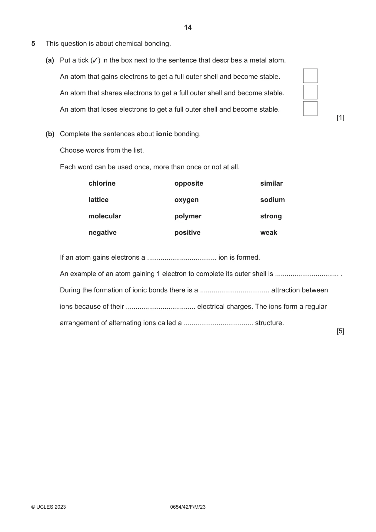 Cambridge IGCSE Sciences - Co-ordinated (Double) 0654 2023 Feb/March Paper 4 · Variant 2 question paper, page 14 of 36