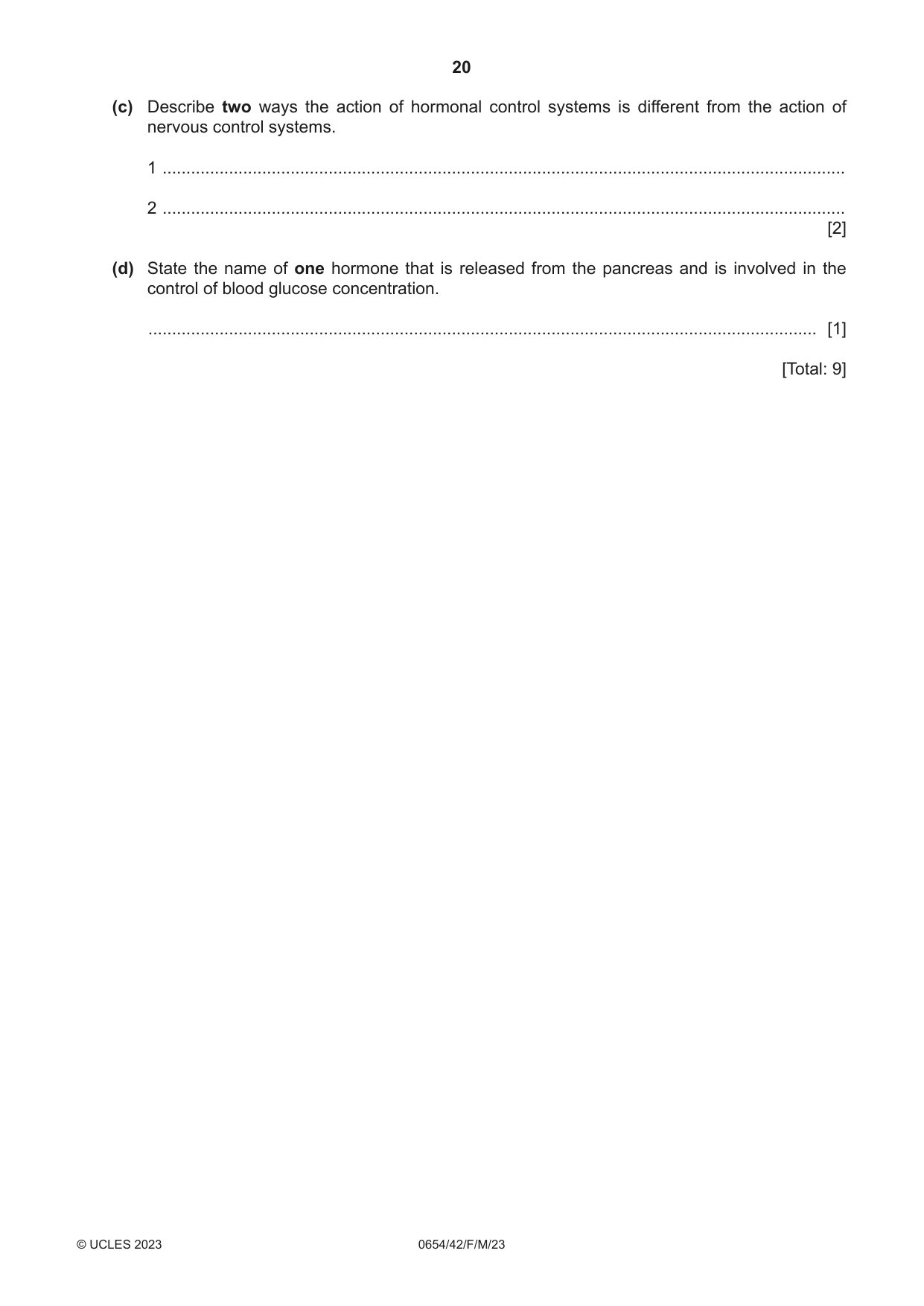 Cambridge IGCSE Sciences - Co-ordinated (Double) 0654 2023 Feb/March Paper 4 · Variant 2 question paper, page 20 of 36
