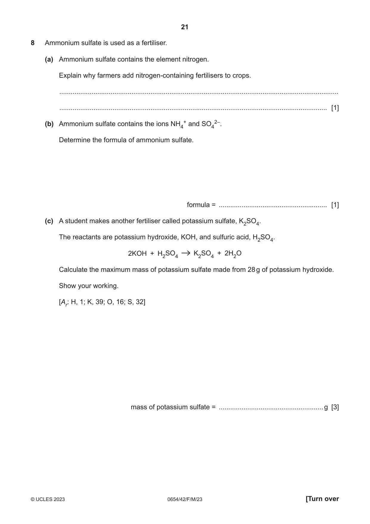 Cambridge IGCSE Sciences - Co-ordinated (Double) 0654 2023 Feb/March Paper 4 · Variant 2 question paper, page 21 of 36