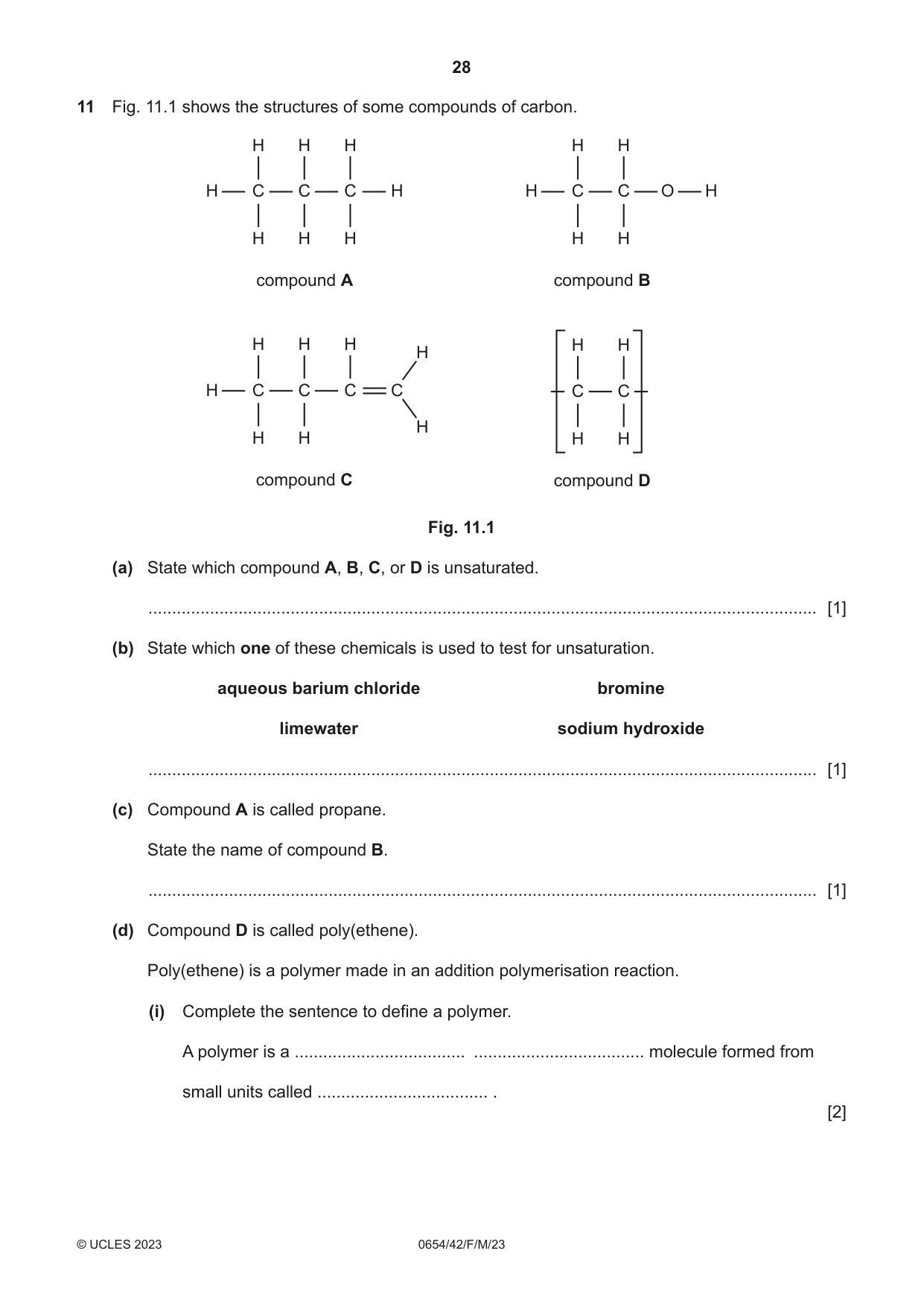 Cambridge IGCSE Sciences - Co-ordinated (Double) 0654 2023 Feb/March Paper 4 · Variant 2 question paper, page 28 of 36