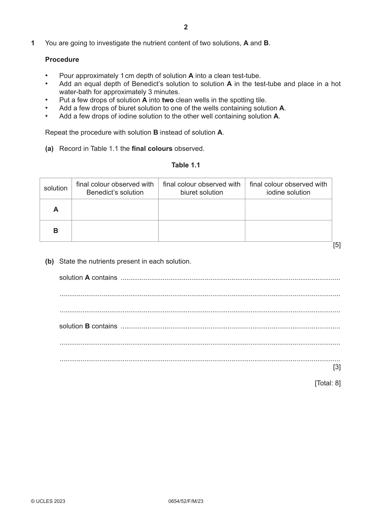 Cambridge IGCSE Sciences - Co-ordinated (Double) 0654 2023 Feb/March Paper 5 · Variant 2 question paper, page 2 of 16