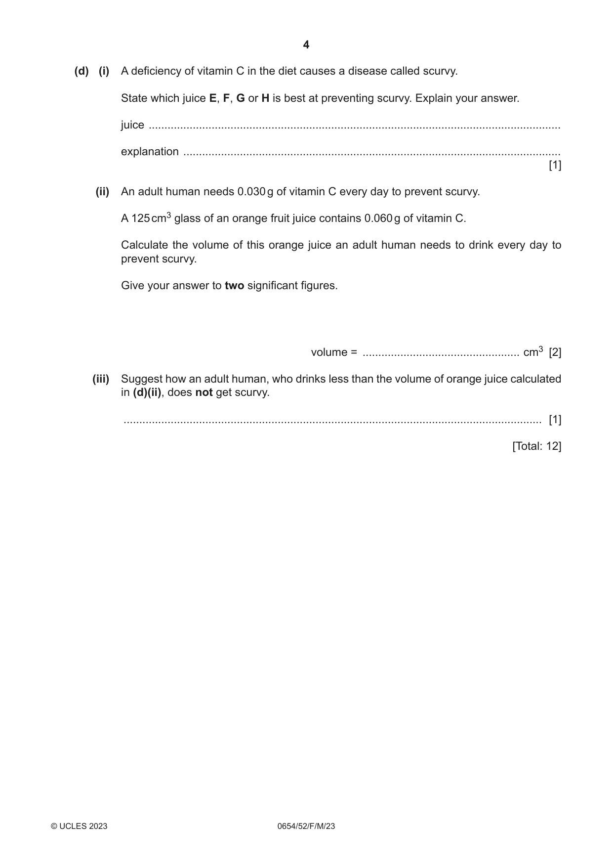 Cambridge IGCSE Sciences - Co-ordinated (Double) 0654 2023 Feb/March Paper 5 · Variant 2 question paper, page 4 of 16