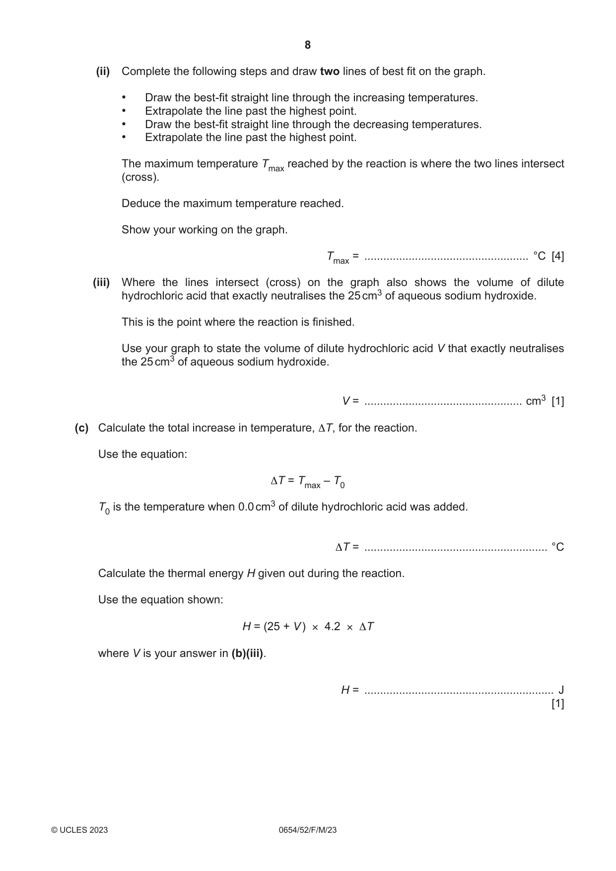 Cambridge IGCSE Sciences - Co-ordinated (Double) 0654 2023 Feb/March Paper 5 · Variant 2 question paper, page 8 of 16