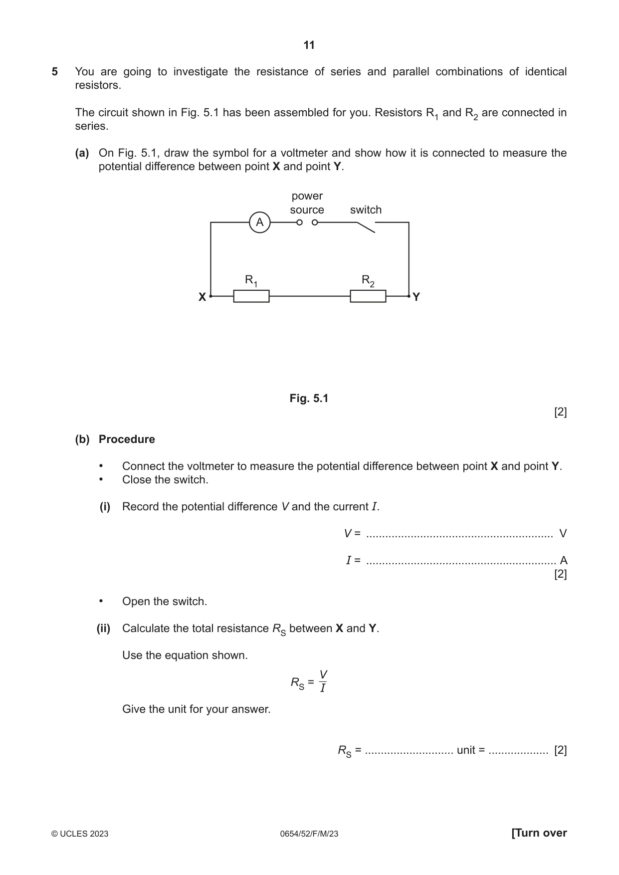 Cambridge IGCSE Sciences - Co-ordinated (Double) 0654 2023 Feb/March Paper 5 · Variant 2 question paper, page 11 of 16