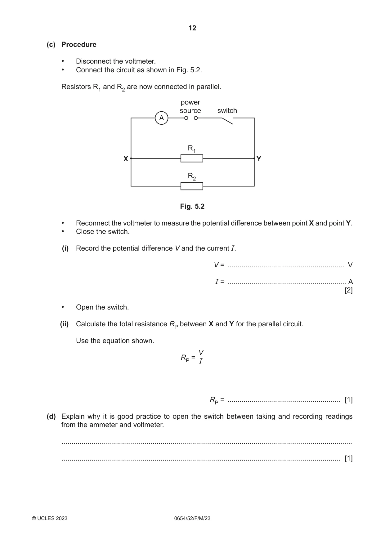 Cambridge IGCSE Sciences - Co-ordinated (Double) 0654 2023 Feb/March Paper 5 · Variant 2 question paper, page 12 of 16